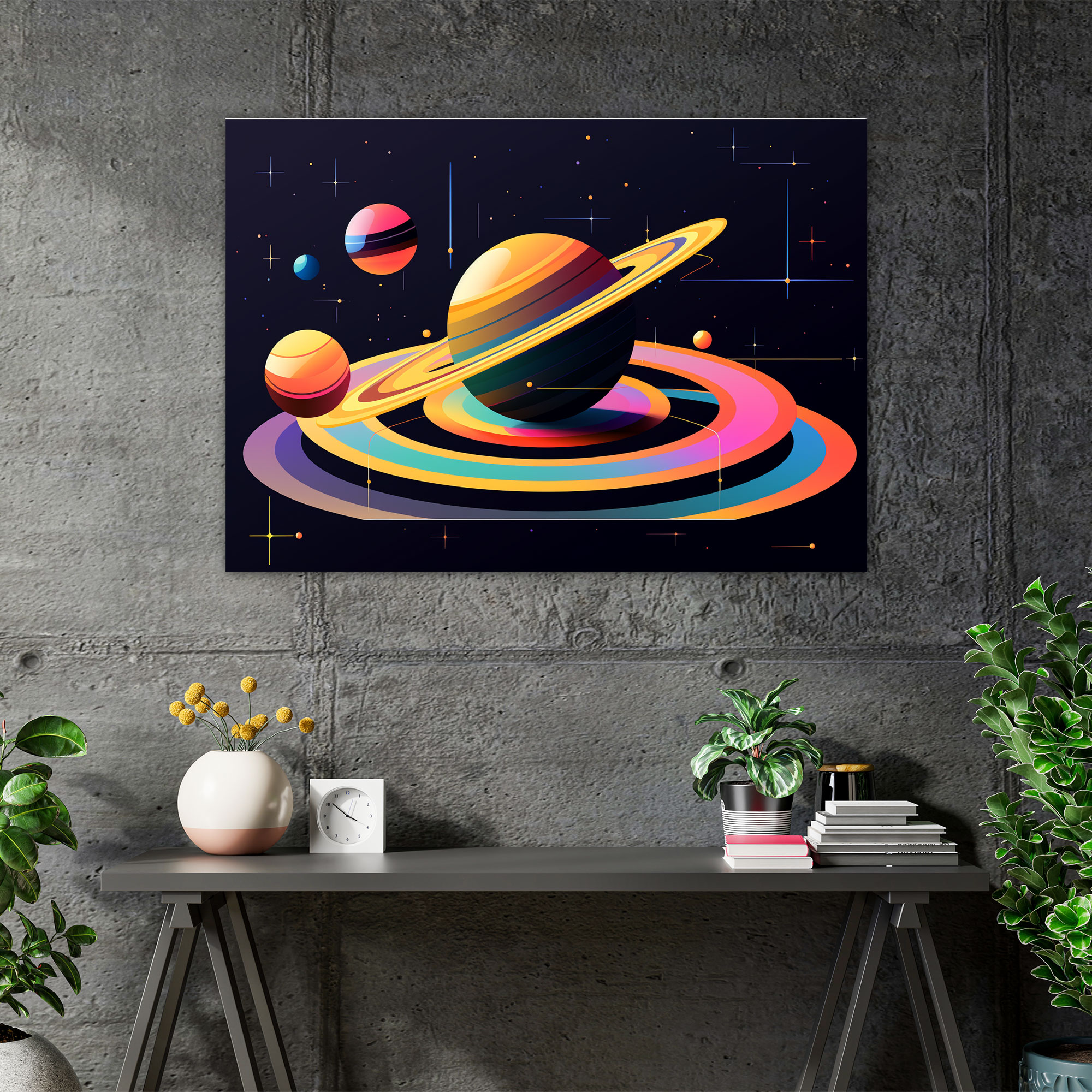 Pop Art Saturn Duvar Sanatı - Dünya Kanvas Tablo Sanatı Satürn Kanvas Tablo
