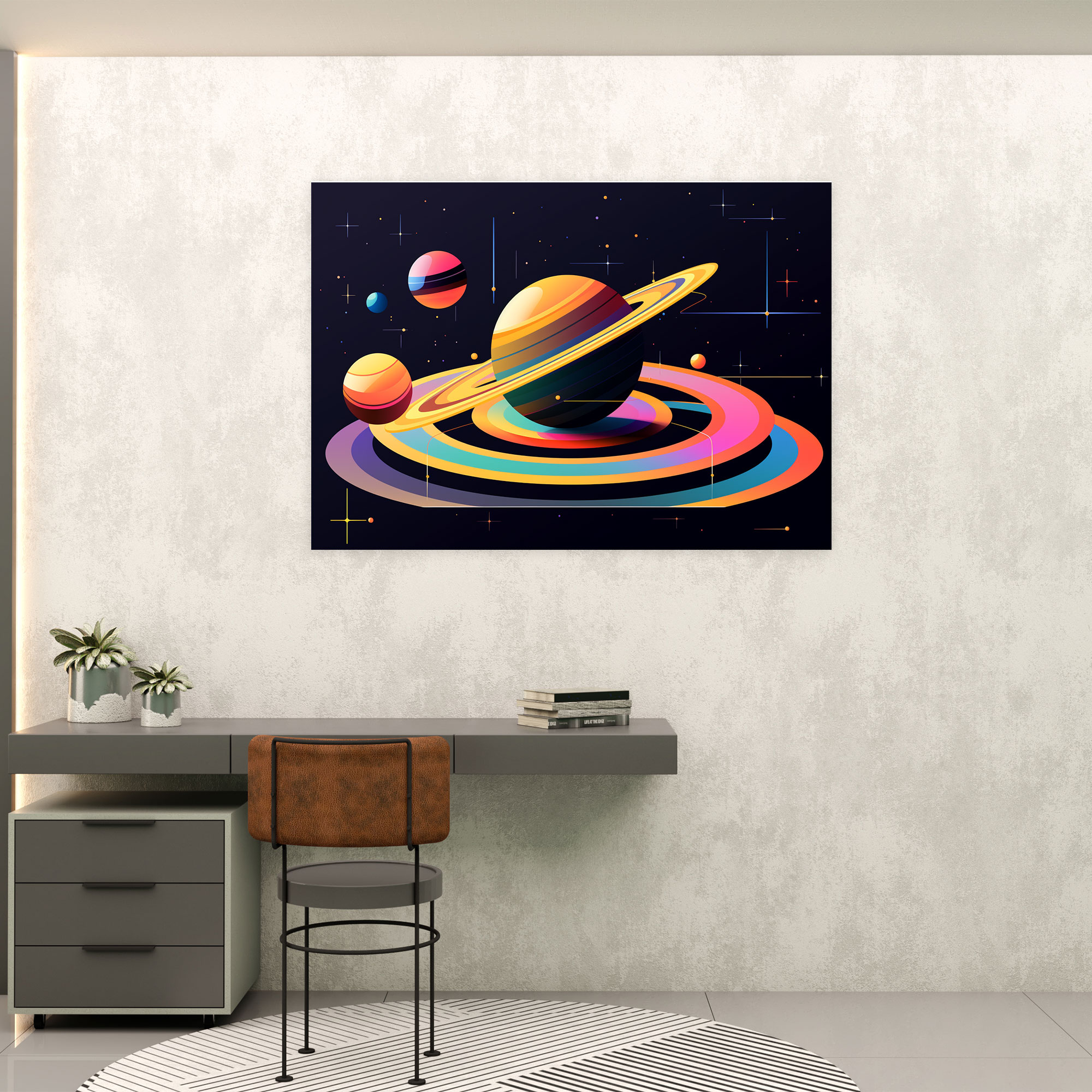 Pop Art Saturn Duvar Sanatı - Dünya Kanvas Tablo Sanatı Satürn Kanvas Tablo