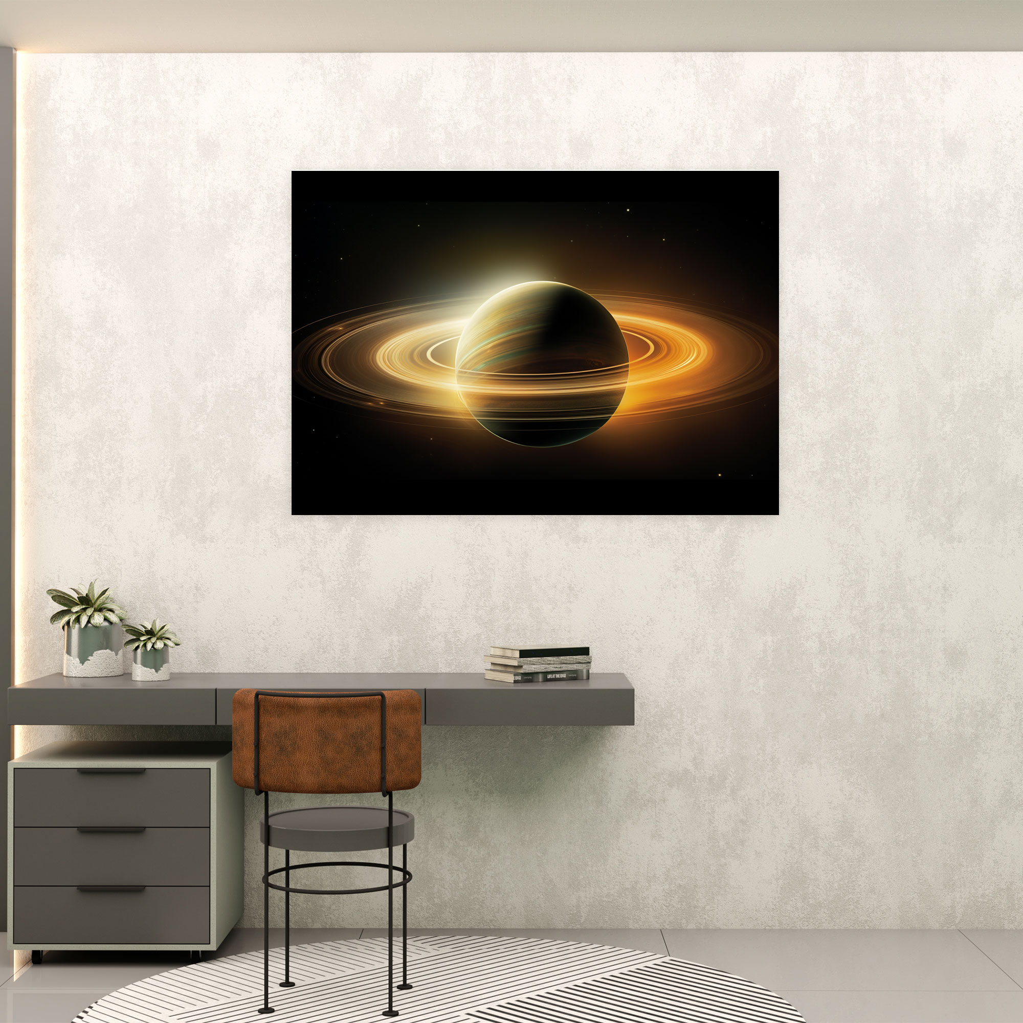Majestic Saturn Canvas Print - Earth, Majestic Rings, Realistic Digital Painting, Canvas Print