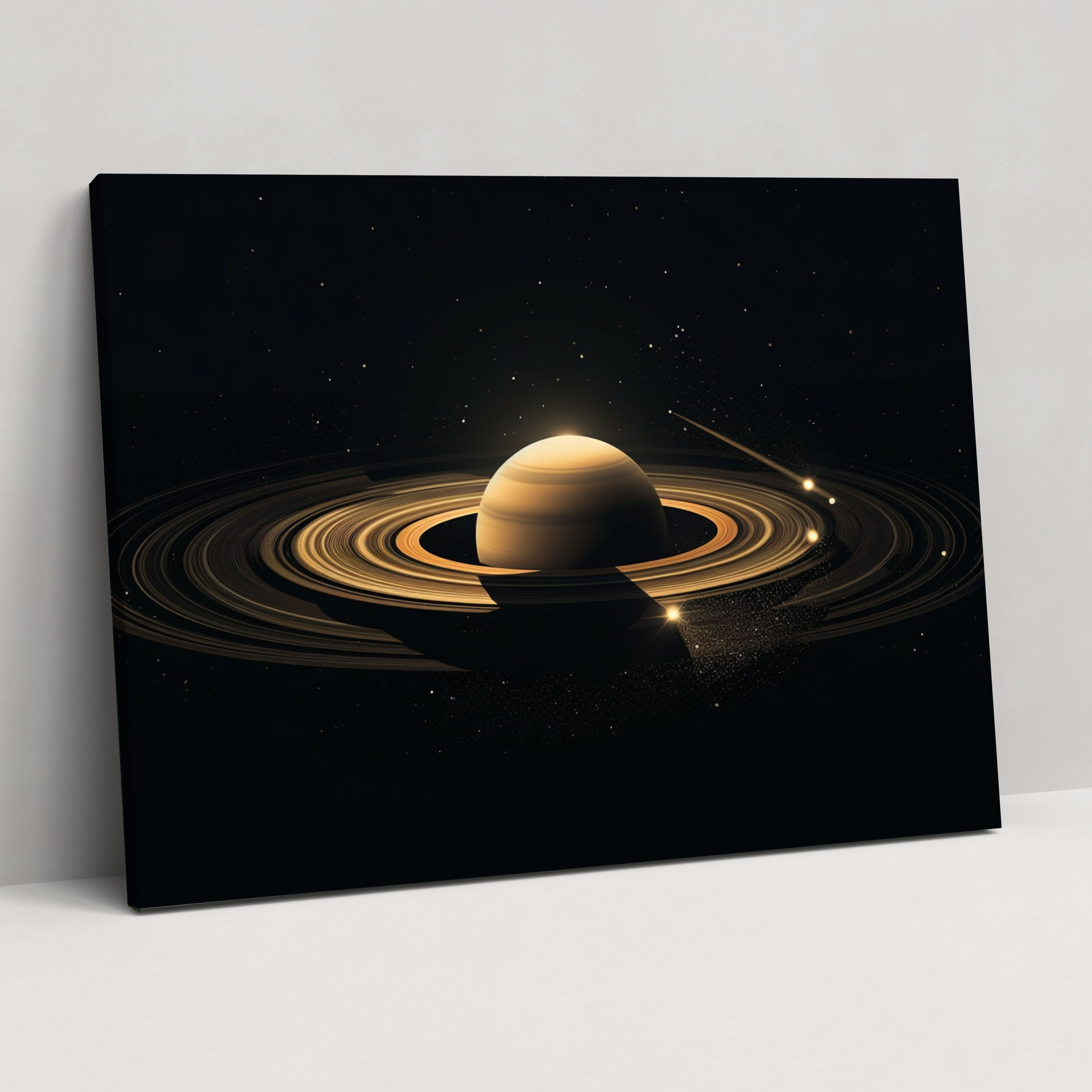 Geometrisches Saturn Wandkunst - Erde moderne Interpretation Leinwandbild