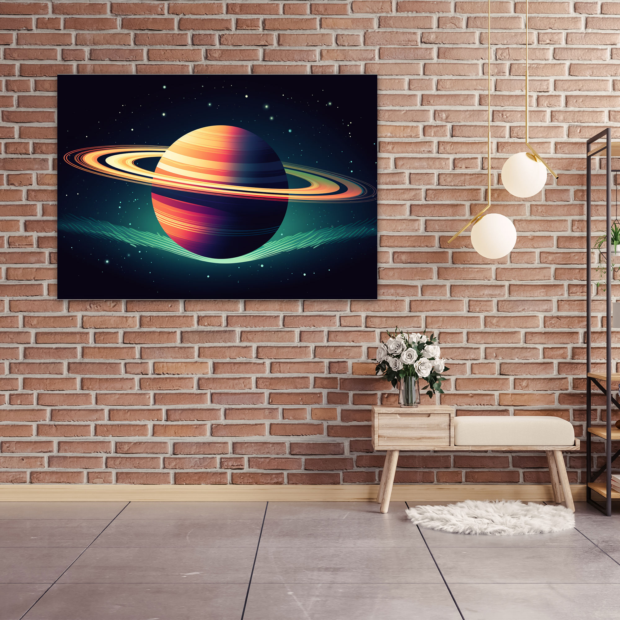 Saturn Retro Canvas Print - Earth, Character And Charm, Retro-Inspired Poster, Infuse Surroundings