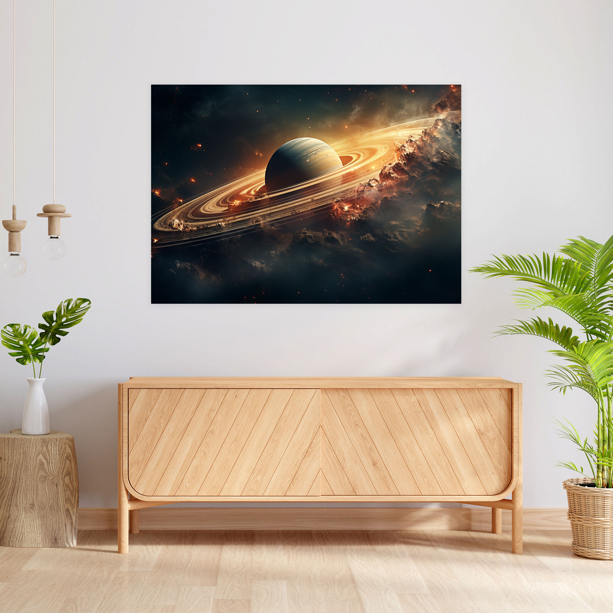 Saturn Fantasy Canvas Print - Earth, Home Decor, Intricate Details, Merging Reality And Fantasy