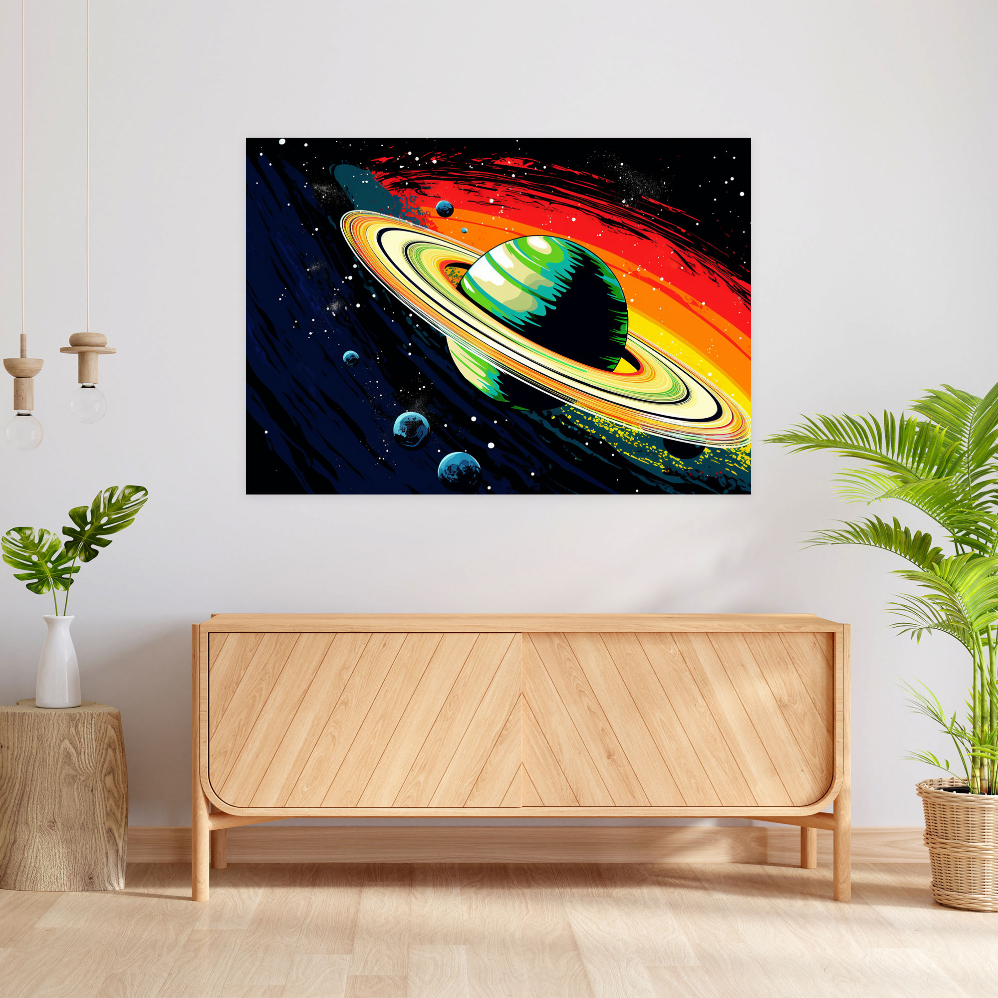 Pop Art Saturn Canvas Print - Earth, Bold Colors, Wall Art, Fun And Vibrancy
