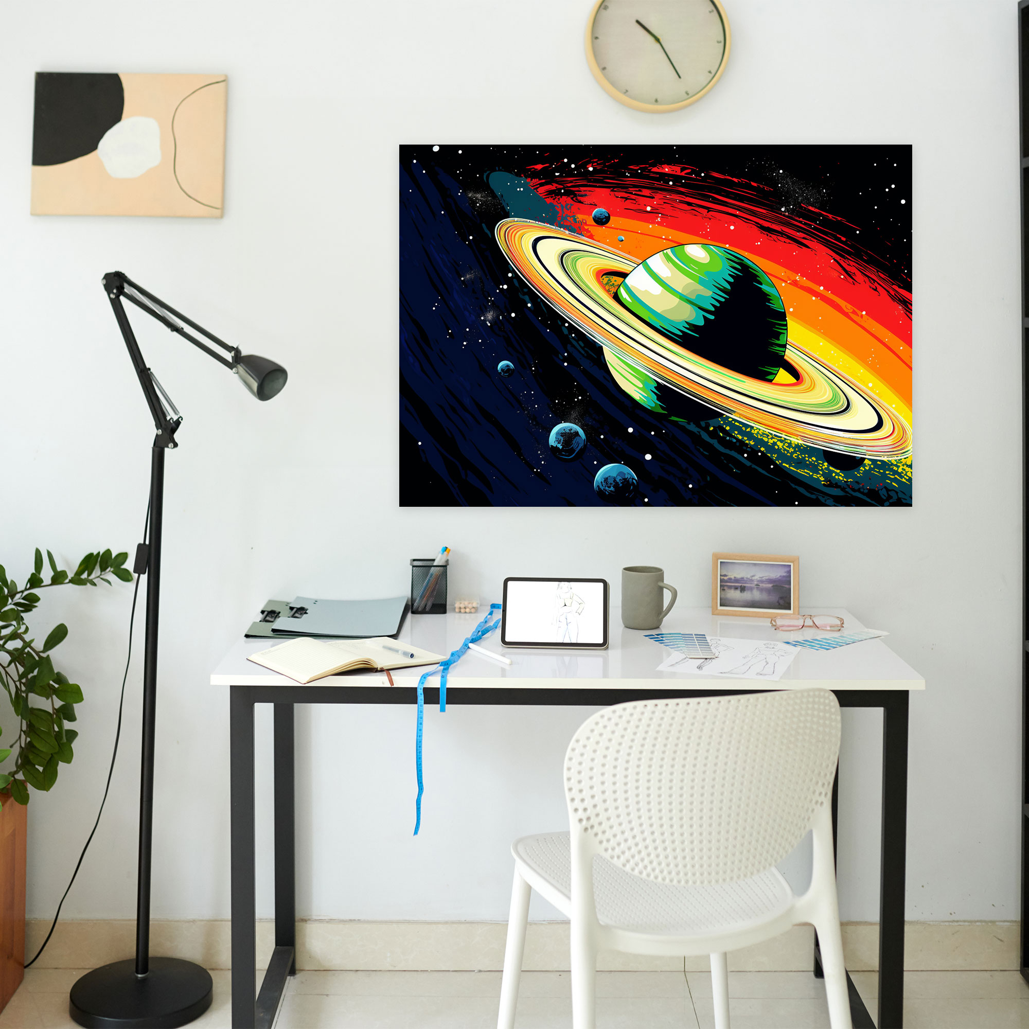 Pop Art Saturn Canvas Print - Earth, Bold Colors, Wall Art, Fun And Vibrancy