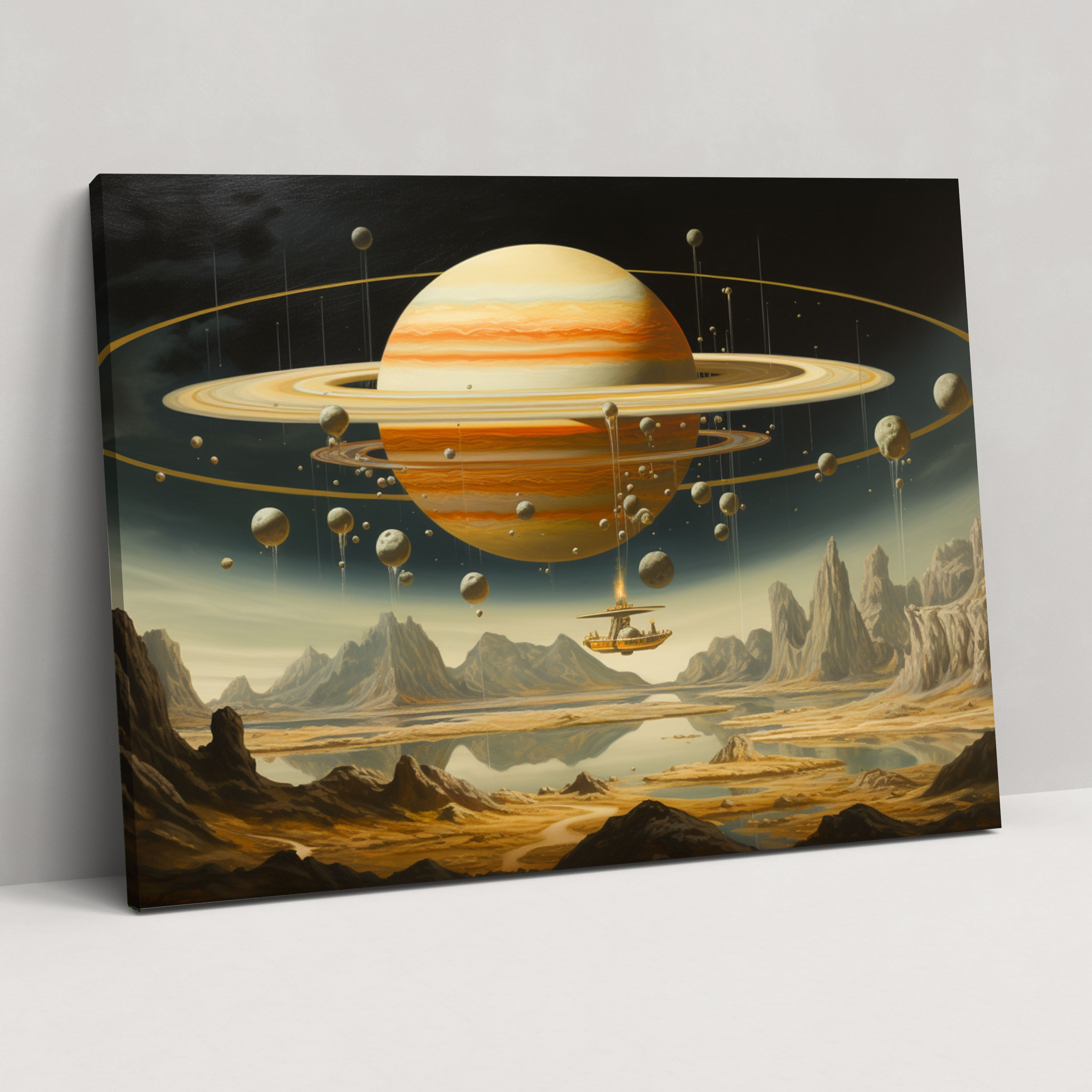 Surreal Saturn Canvas Print - Earth, Canvas Print, Wall Decoration, Explore Imagination