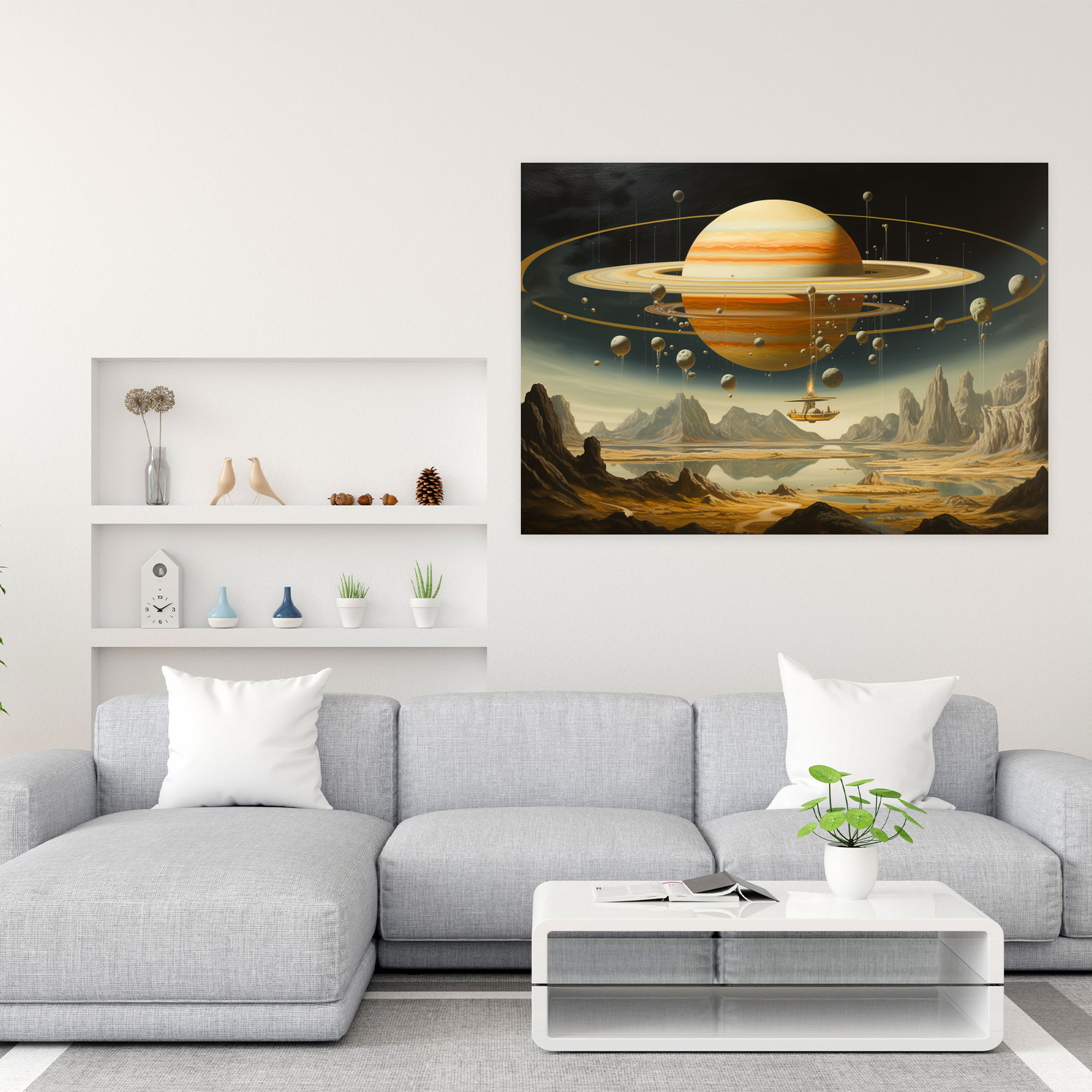 Surreal Saturn Canvas Print - Earth, Canvas Print, Wall Decoration, Explore Imagination