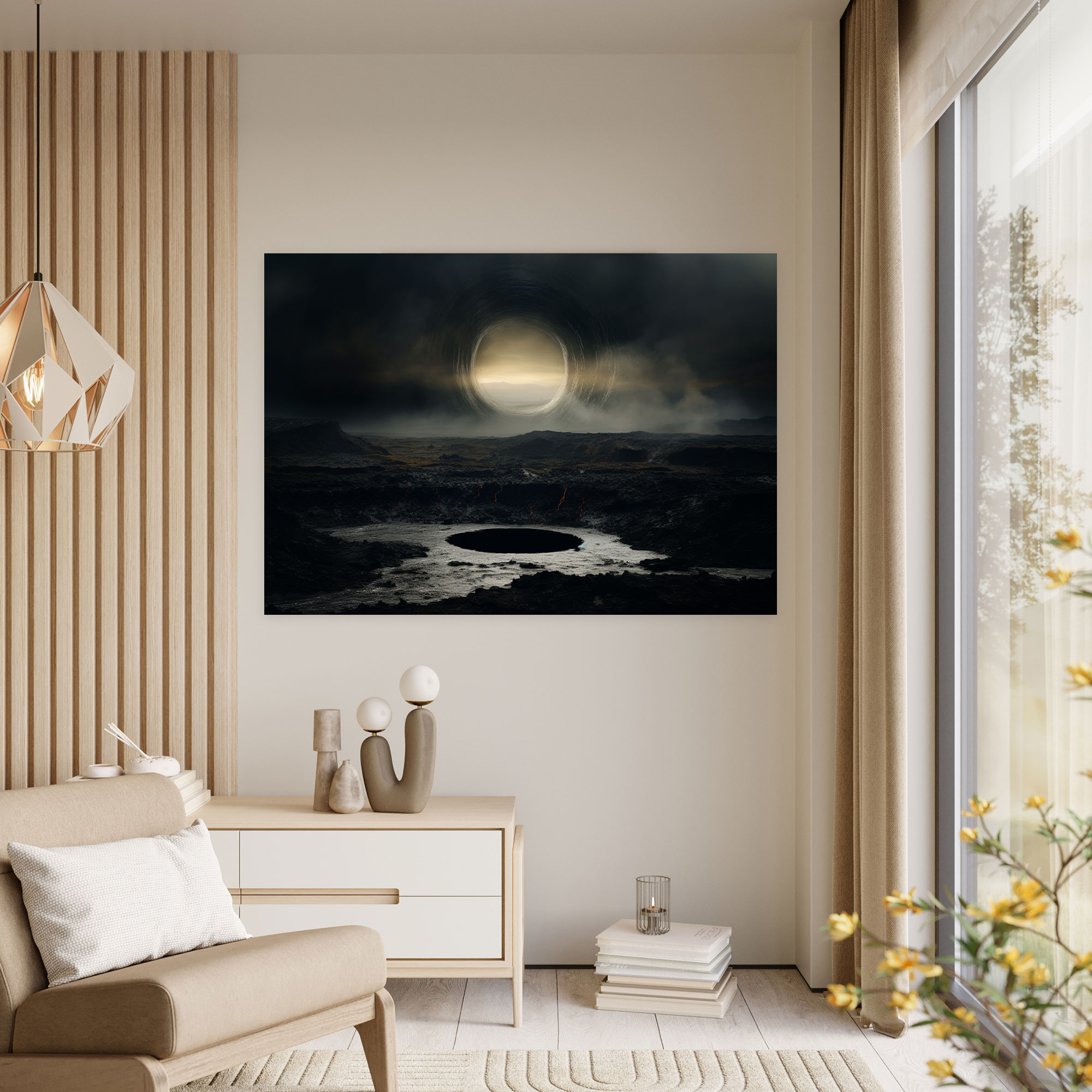 Ethereal Enigma Canvas Print - Earth, Wall Art, Thought-Provoking, Black Hole