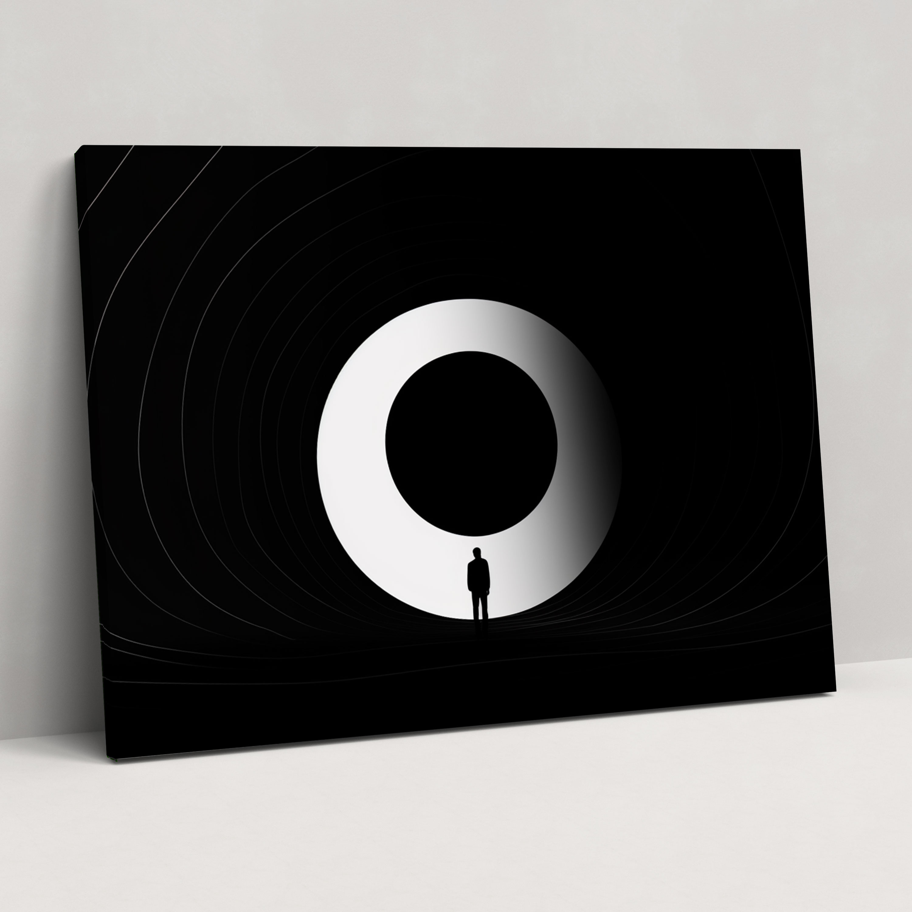 Minimal Black Hole Canvas Print - Earth, Simplistic Silhouette, Wall Art, Home Decoration