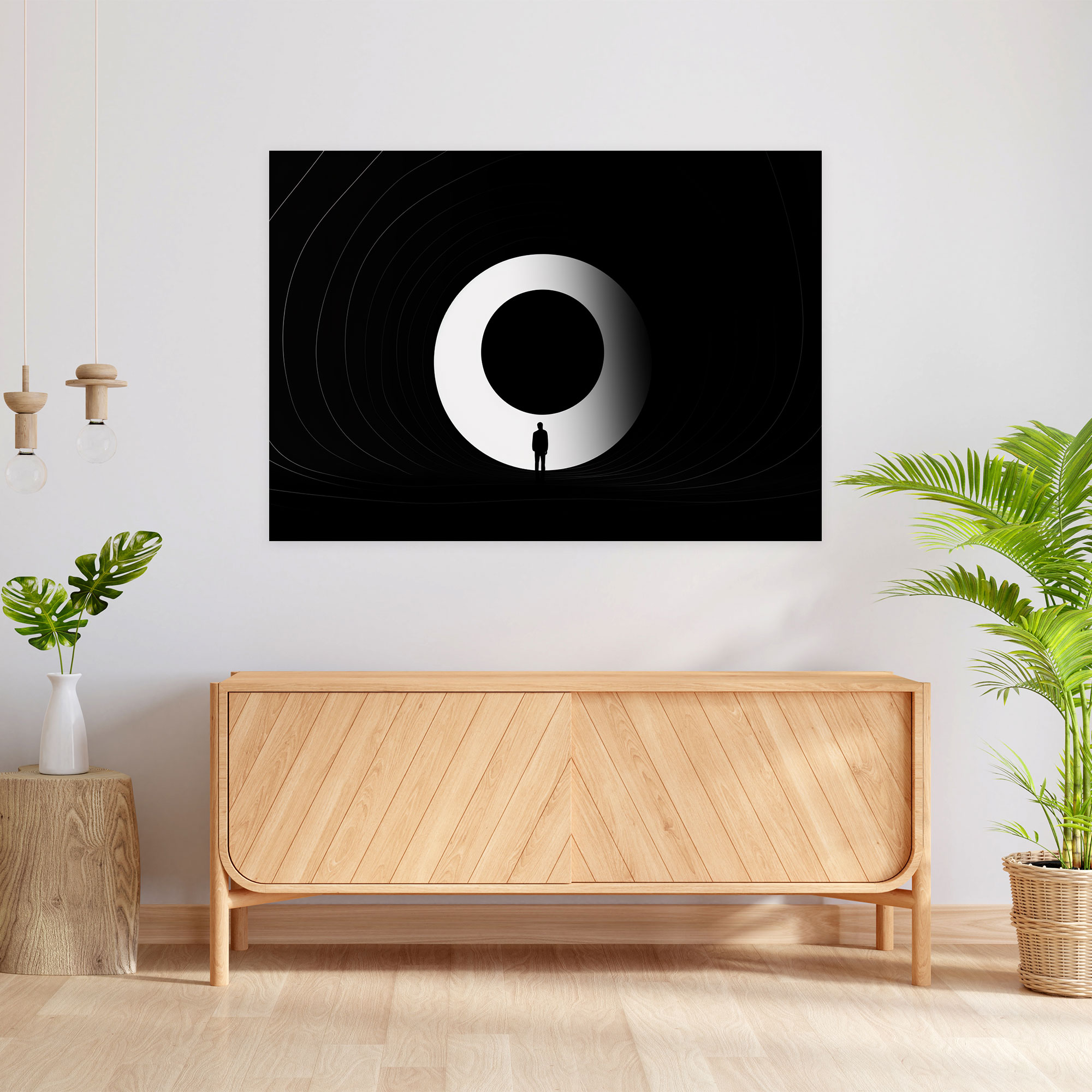 Minimal Black Hole Canvas Print - Earth, Simplistic Silhouette, Wall Art, Home Decoration