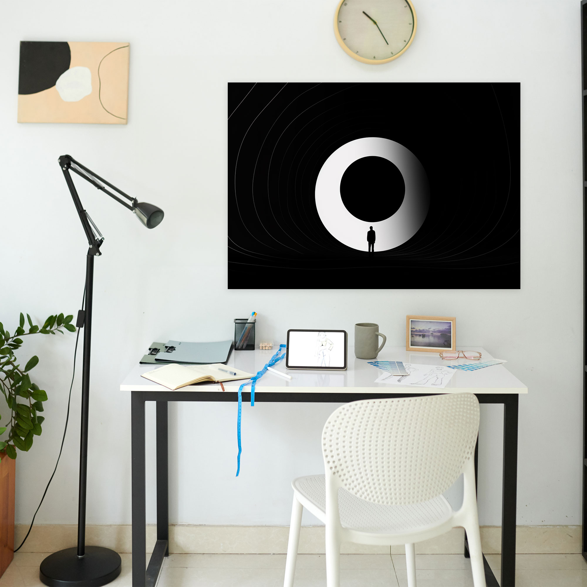 Minimal Black Hole Canvas Print - Earth, Simplistic Silhouette, Wall Art, Home Decoration