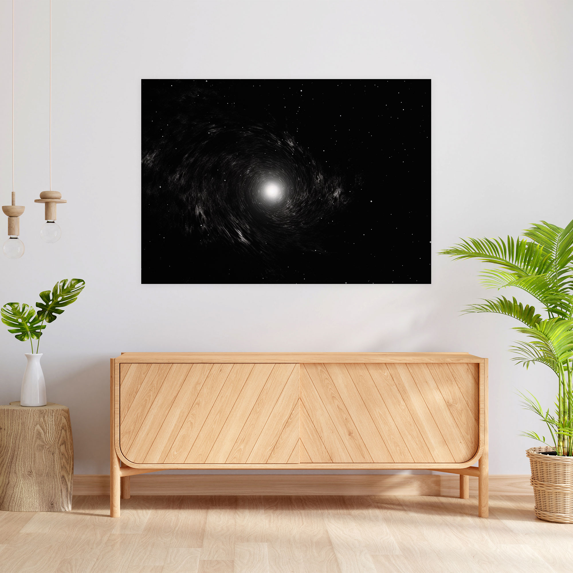 Black Hole Wall Art - Earth, Minimalist Line Drawing, Wall Decoration, Unstoppable Force Of Gravity