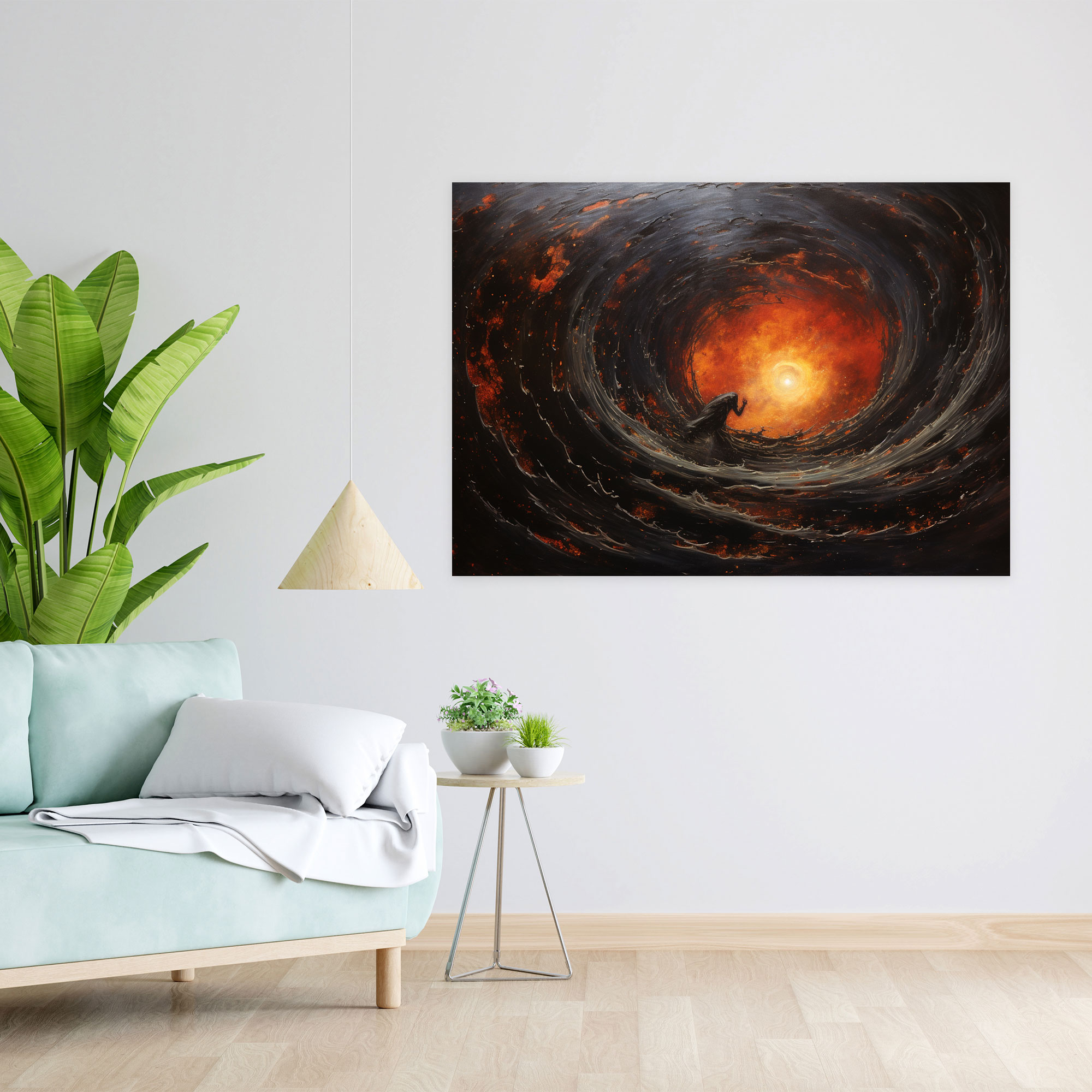 Powerful Black Hole Wall Art - Earth, Realistic Oil Painting, Massive Black Hole Sucking In Celestial Objects, Canvas Print