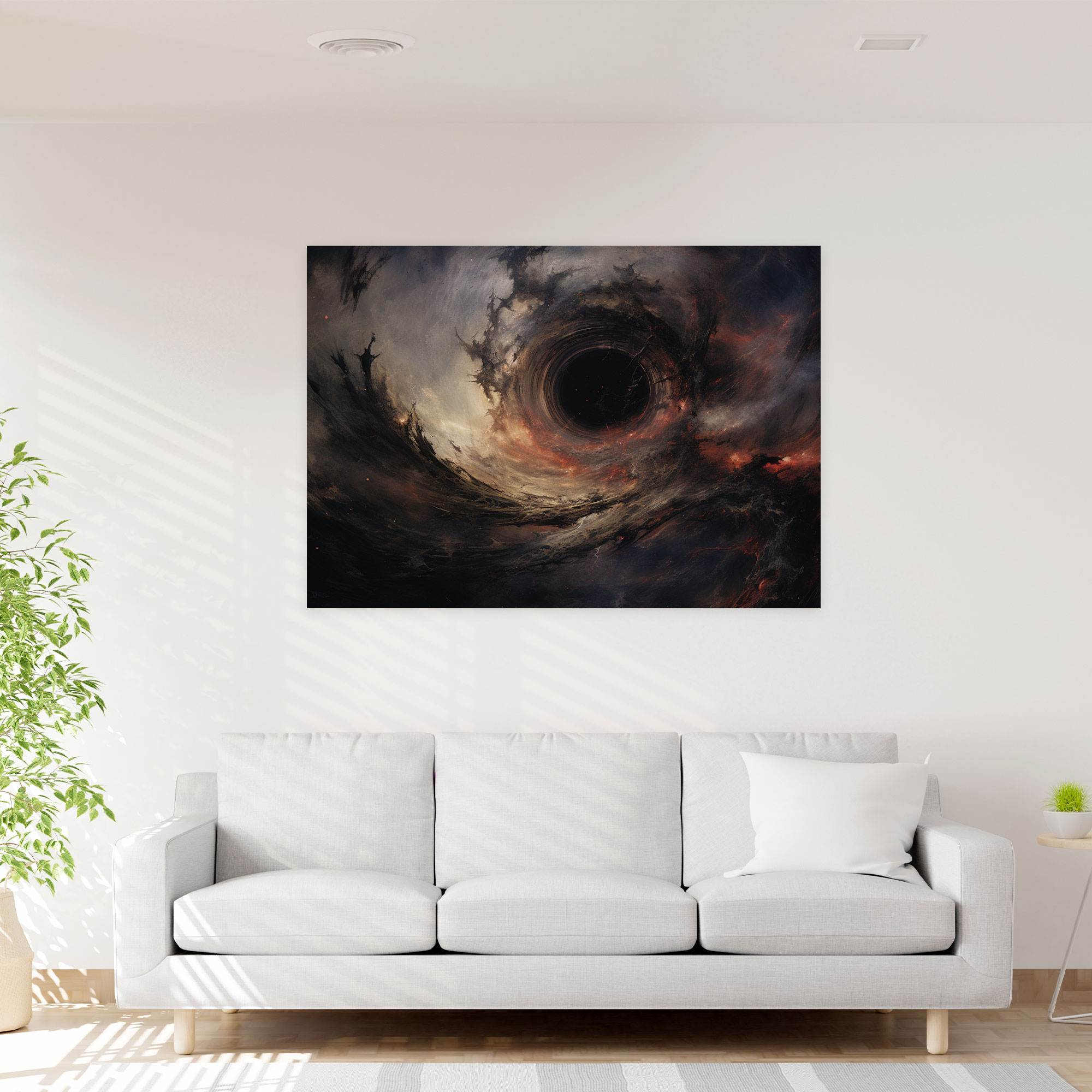 Cycle Of Creation Black Hole Canvas Print - Earth, Black Hole Devouring Galaxies, Wall Decoration, Canvas