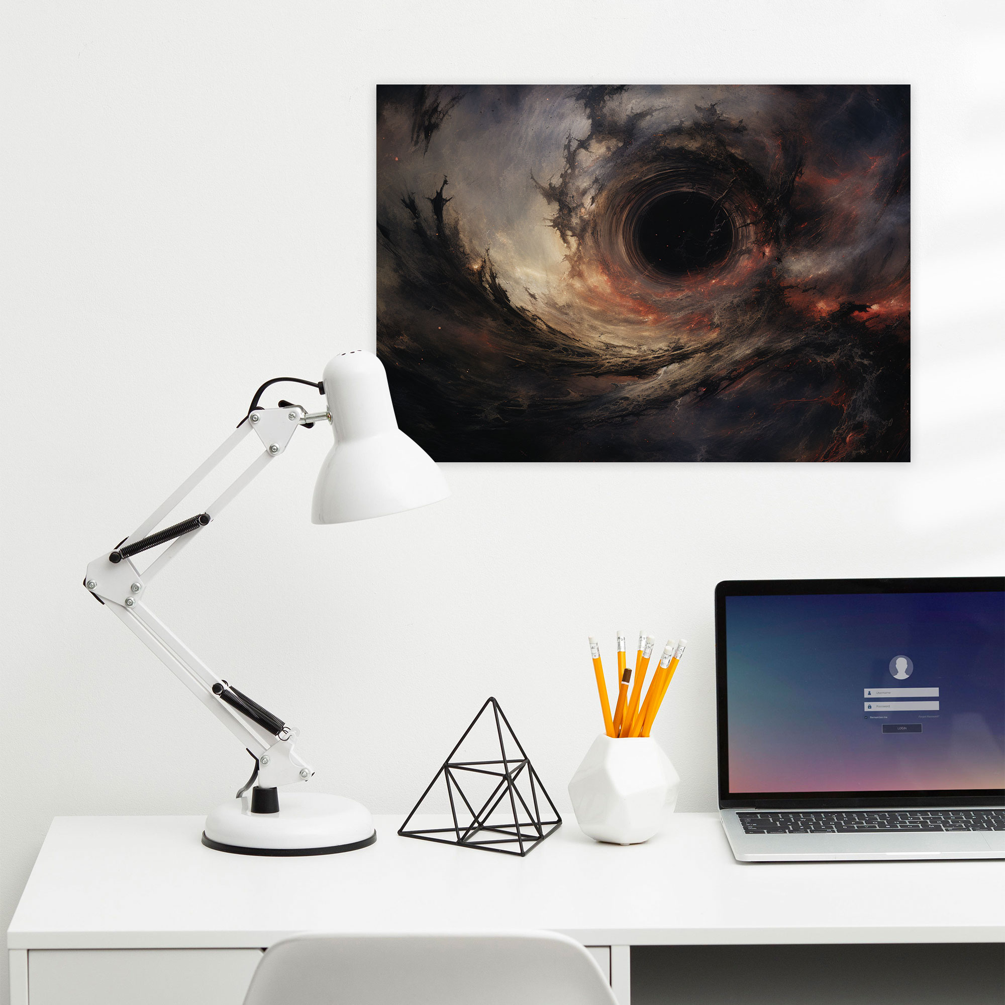 Cycle Of Creation Black Hole Canvas Print - Earth, Black Hole Devouring Galaxies, Wall Decoration, Canvas