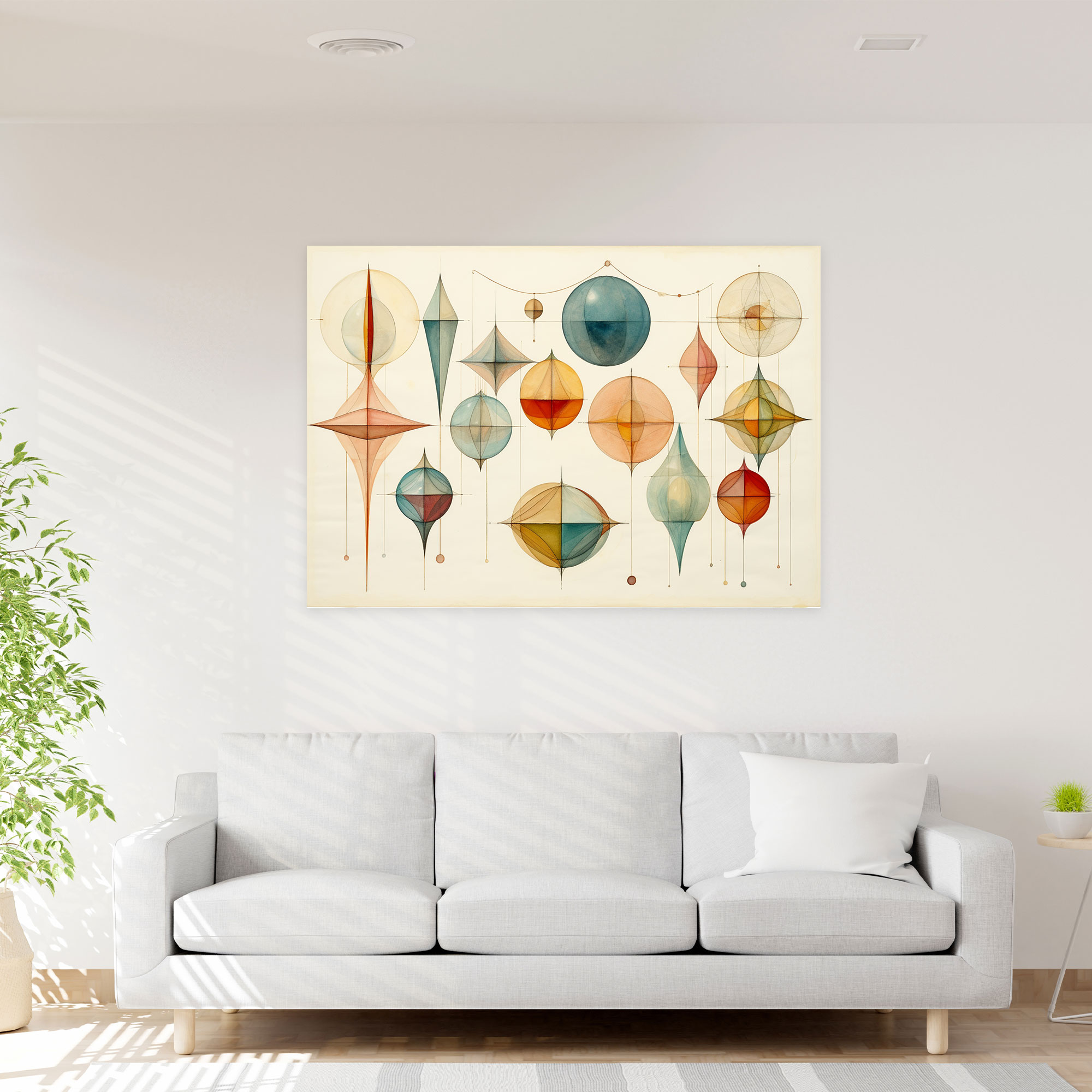 Geometrik Gezegenler Kanvas Tablo - Dünya Ev Dekorasyonu Modern Şıklık