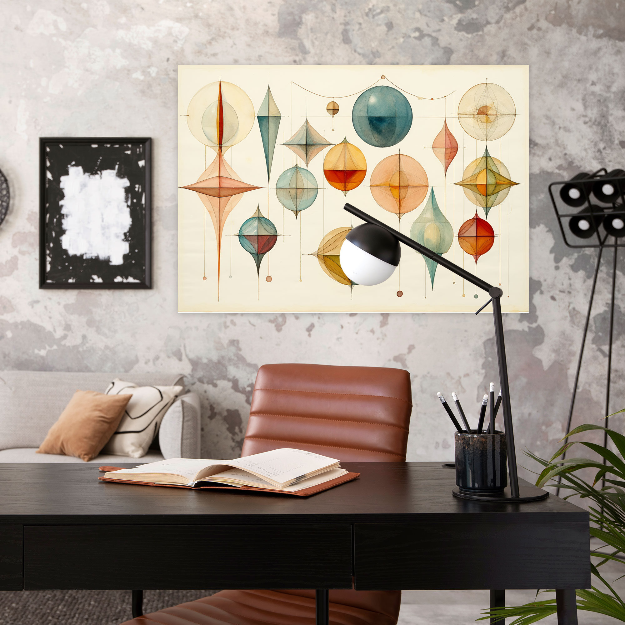 Geometrik Gezegenler Kanvas Tablo - Dünya Ev Dekorasyonu Modern Şıklık
