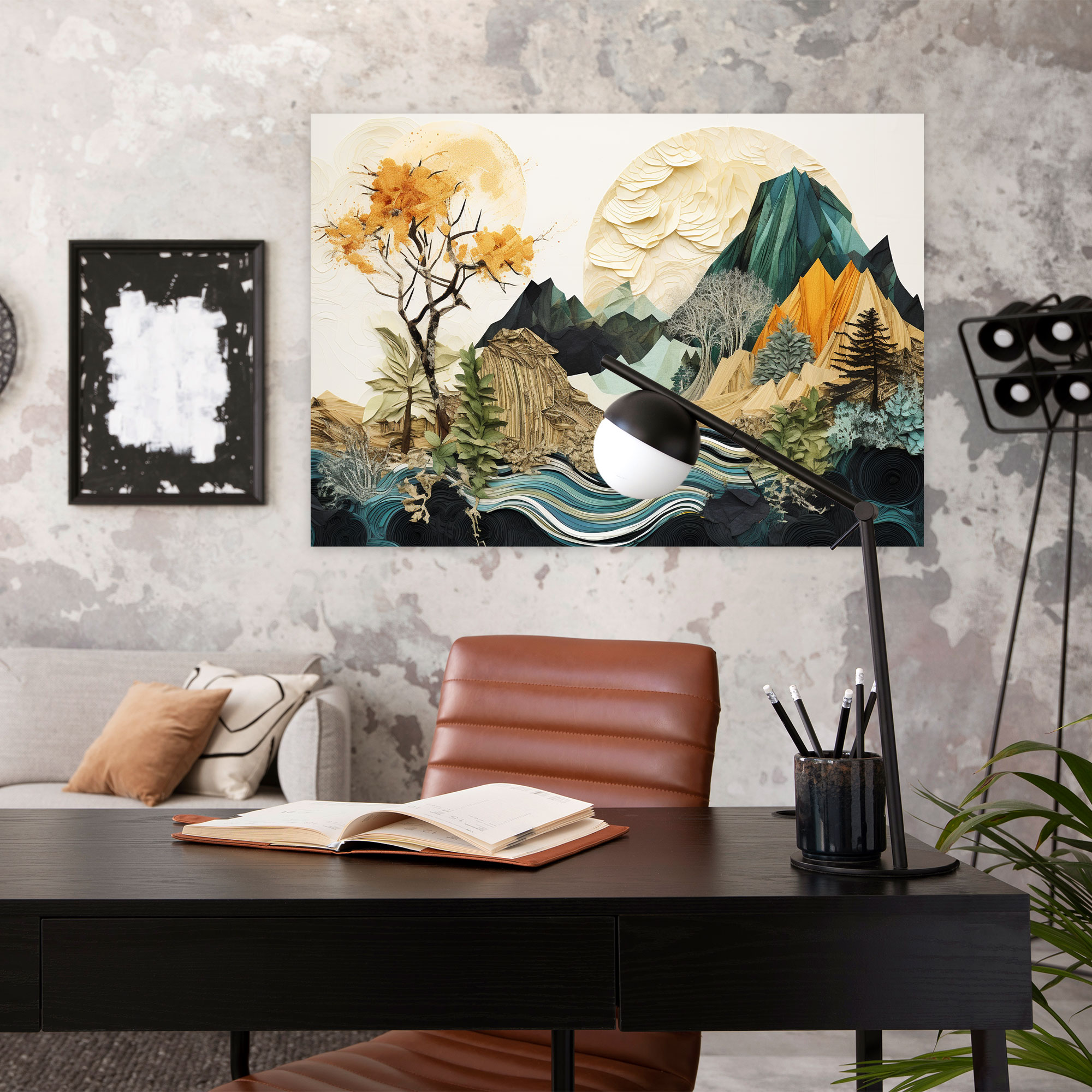 Earth Abstract Collage Wall Art - Earth, Wall Art, Mountains, Abstract Collage