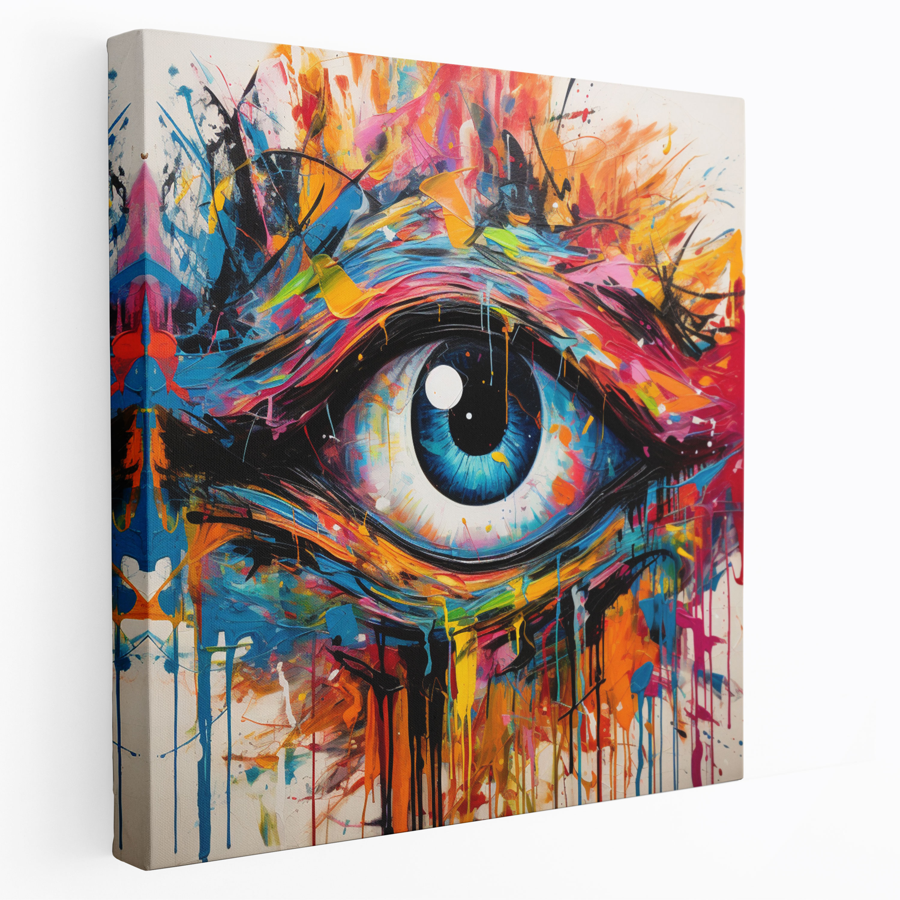 Evil Eye Bead Abstract Canvas Print - Evil Eye Bead, Acrylic Artwork, Bold Colors, Canvas Wall Art