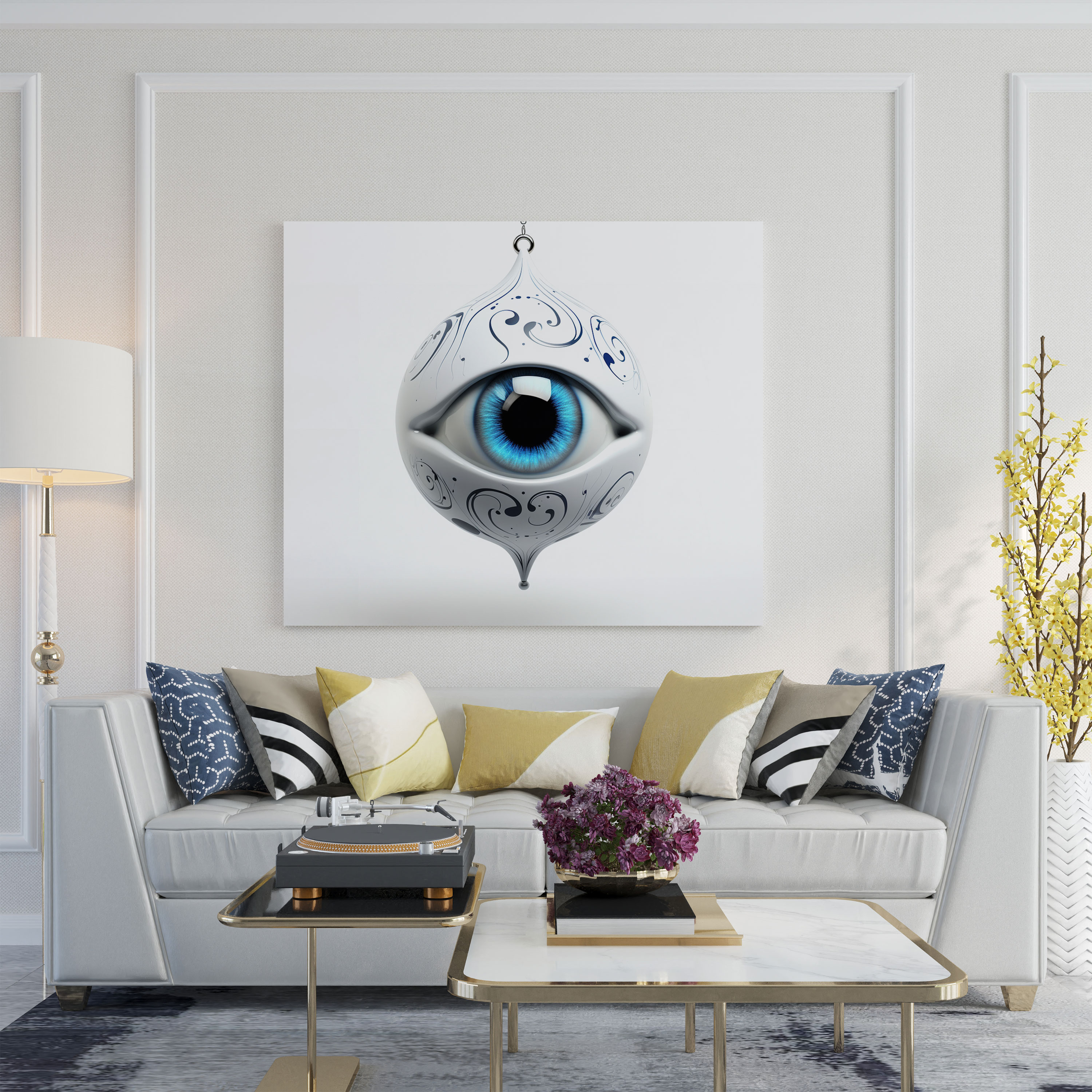 Minimalist Nazar Boncuğu Bebek Tablo Baskısı - Dijital Çizim Kanvas Duvar Dekorasyonu