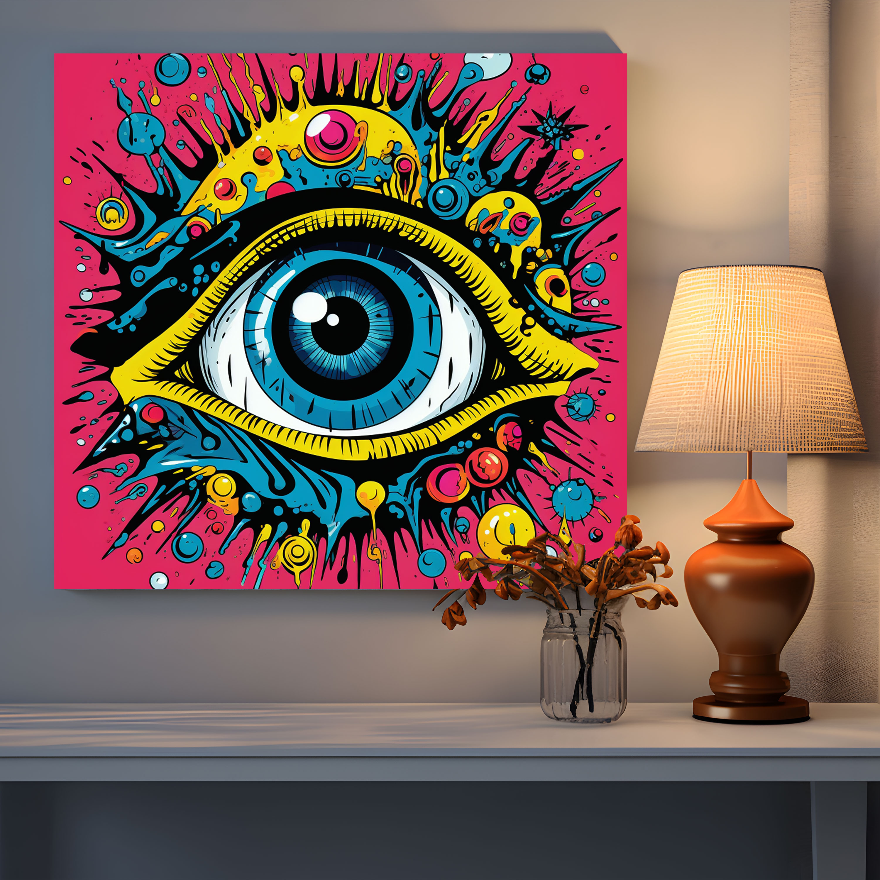 Pop Art Evil Eye Bead Canvas Print - Evil Eye Bead, Wall Decoration, Canvas Print, Bold