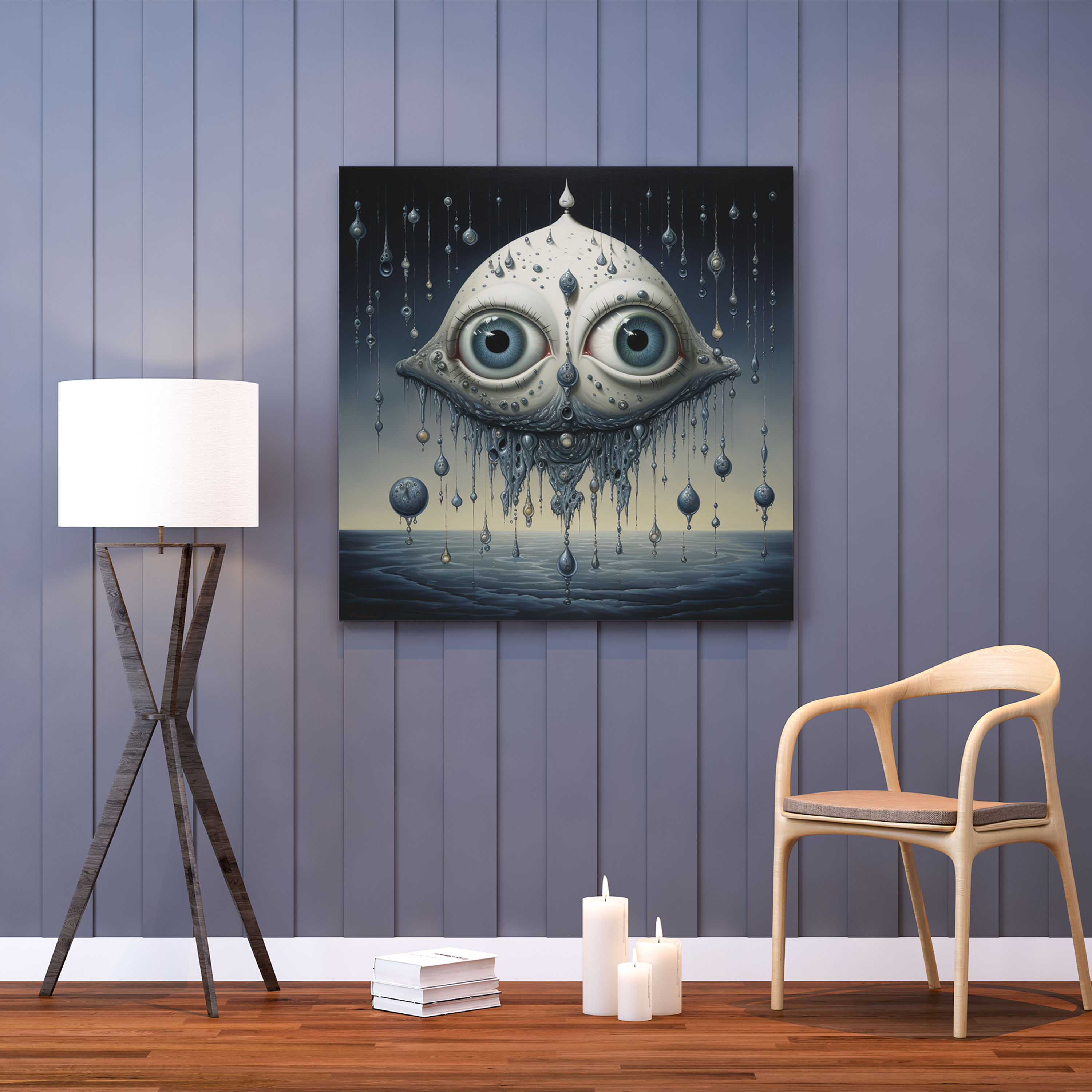 Surrealist Evil Eye Bead Canvas Print - Evil Eye Bead, Evil Eye Bead, Home Decoration, Surrealist Painting