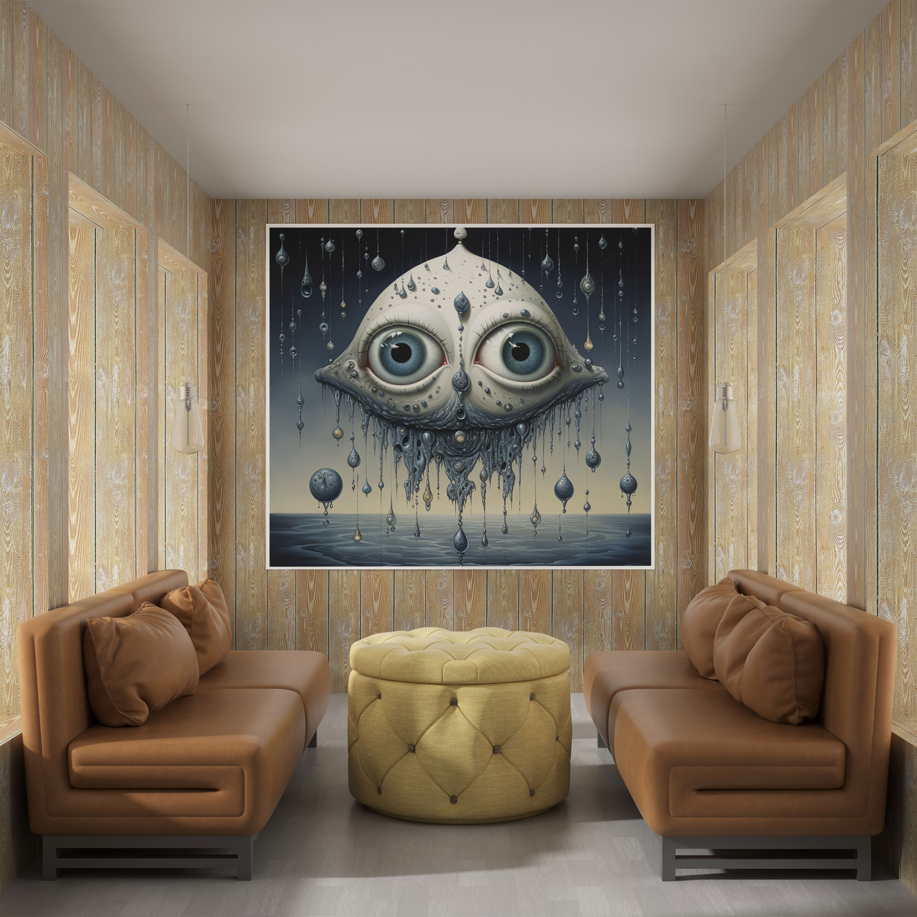 Surrealist Evil Eye Bead Canvas Print - Evil Eye Bead, Evil Eye Bead, Home Decoration, Surrealist Painting