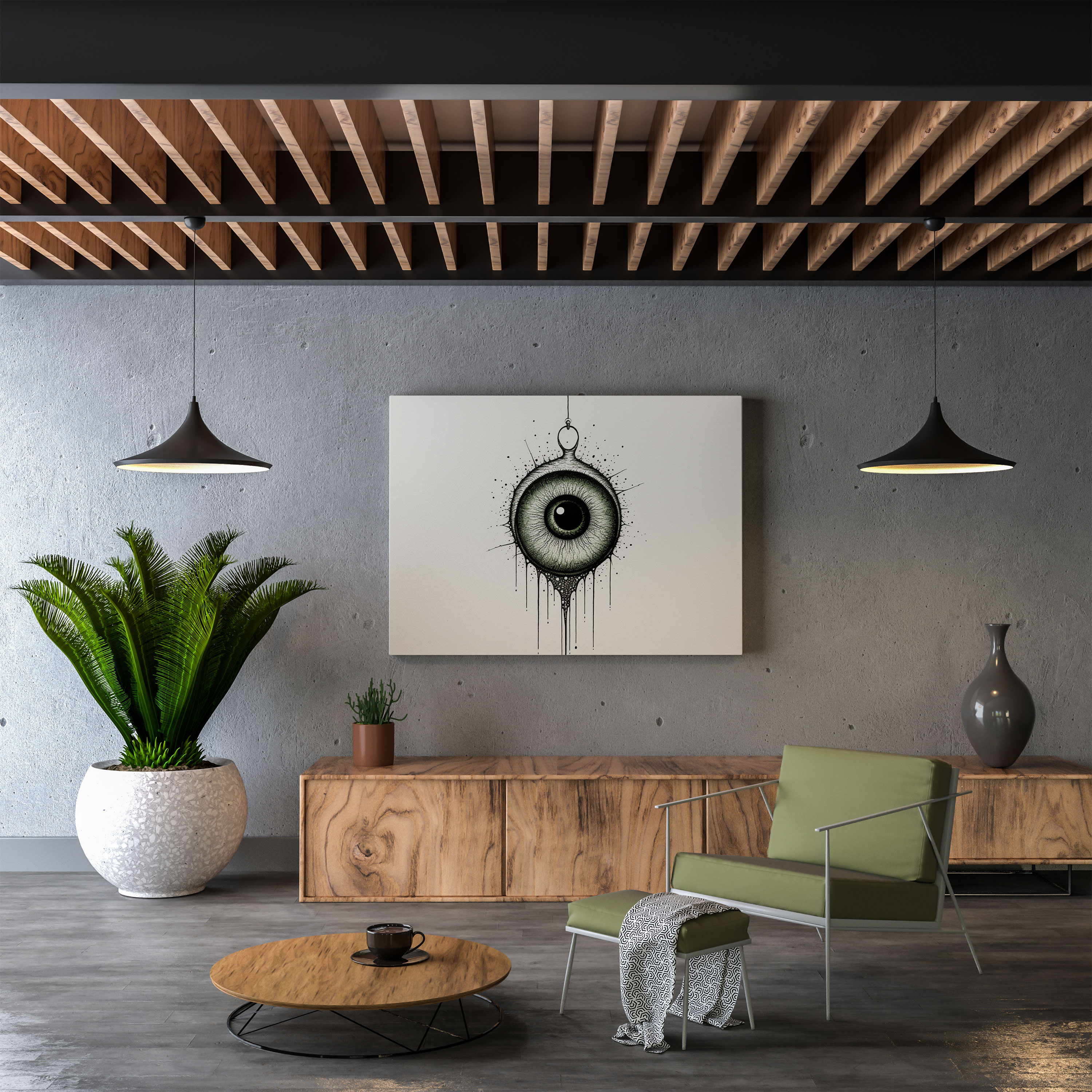 Minimalist Nazar Boncuğu Desenli Kanvas Tablo - Nazar Boncuğu Tuval Duvar Sanatı Duvar Dekorasyonu