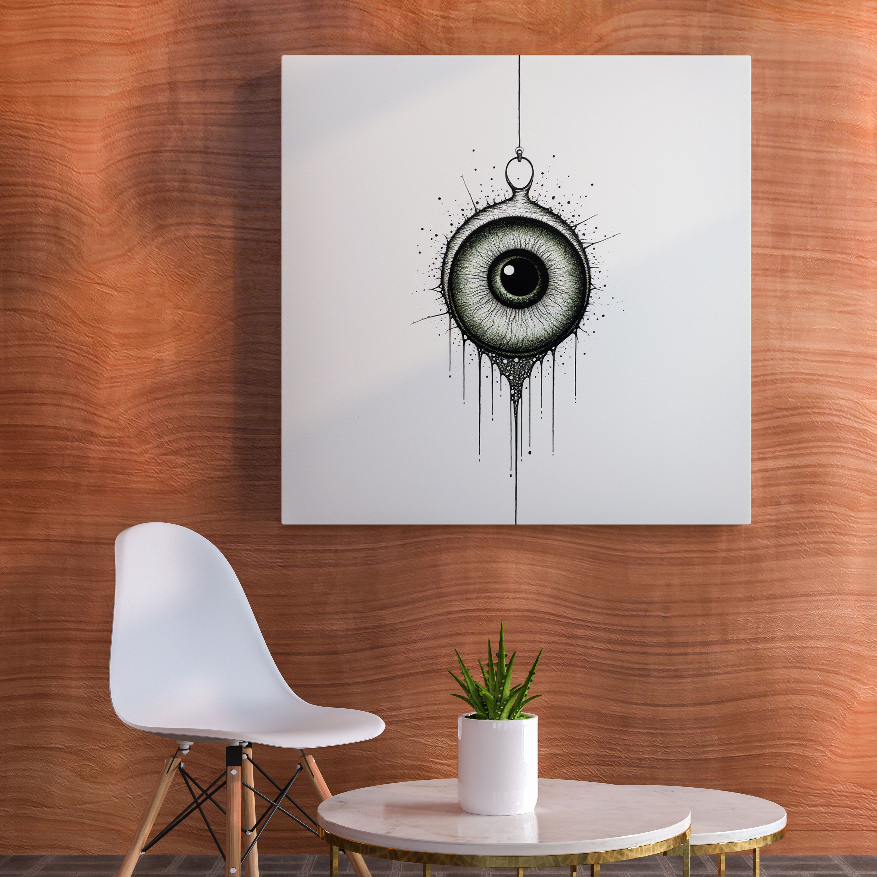 Minimalist Nazar Boncuğu Desenli Kanvas Tablo - Nazar Boncuğu Tuval Duvar Sanatı Duvar Dekorasyonu