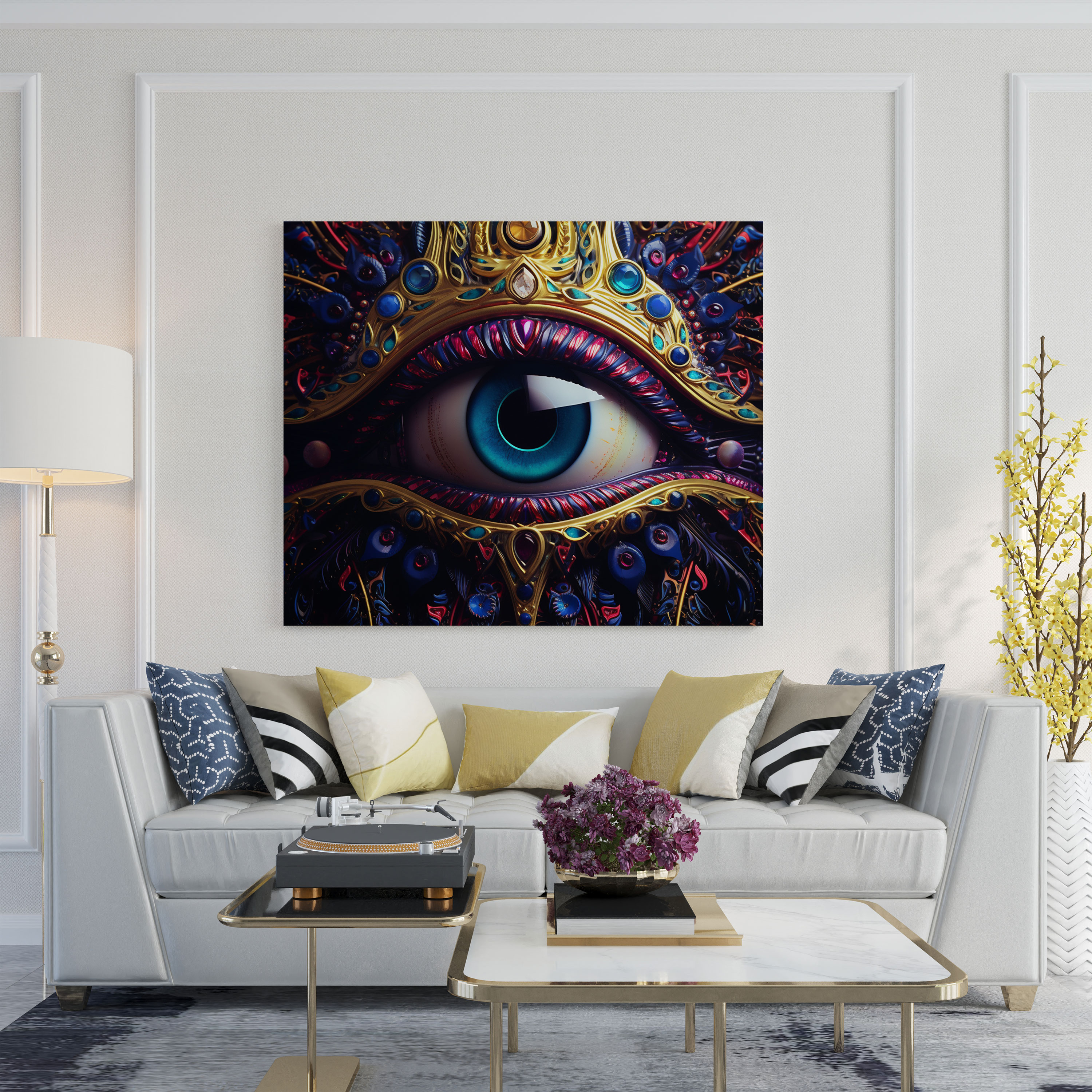 Leinwandbild böser Blick Perle - Eleganz Nahaufnahme digitales Kunstwerk Wanddekoration