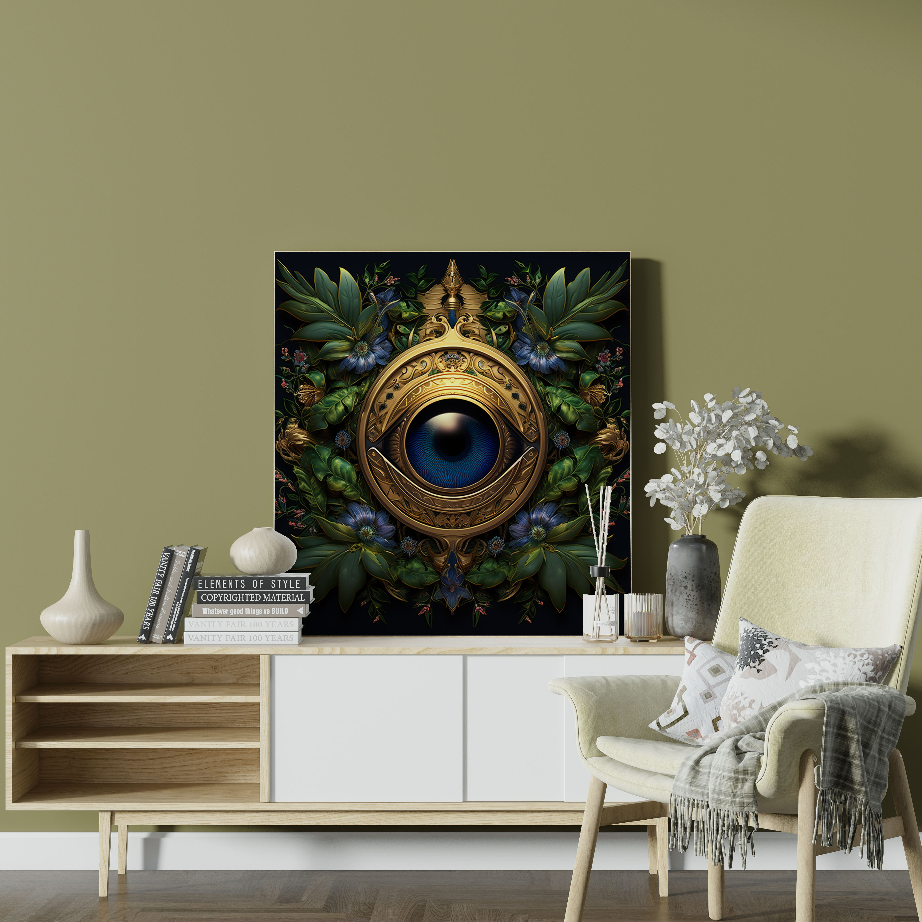 Evil Eye Bead Canvas Print - Evil Eye Bead, Wall Decoration, Wall Art, Canvas Wall Art