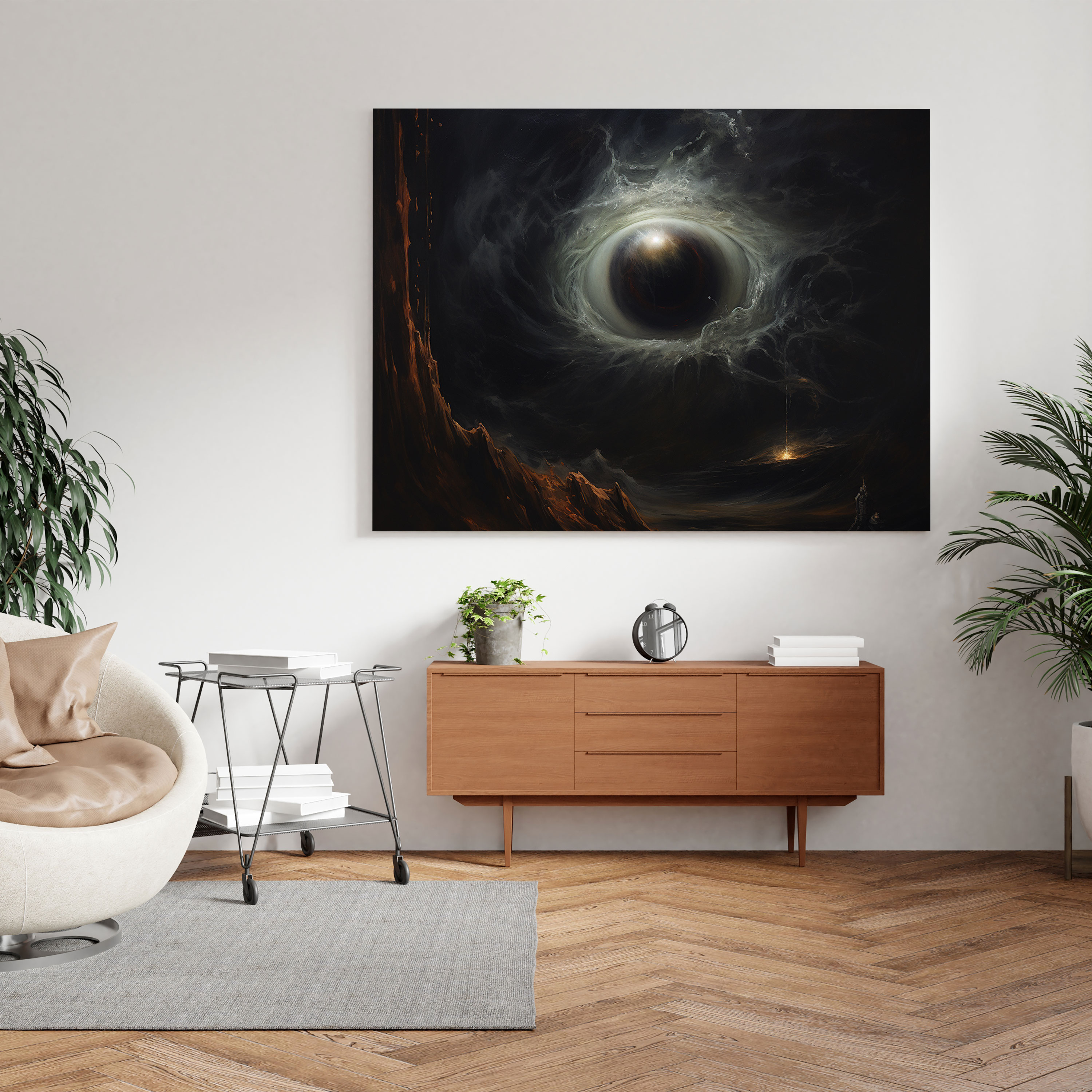 Nazardan Koruyan Boncuklu Kanvas Tablo - Koyu Atmosferli Etkileyici Duvar Sanatı
