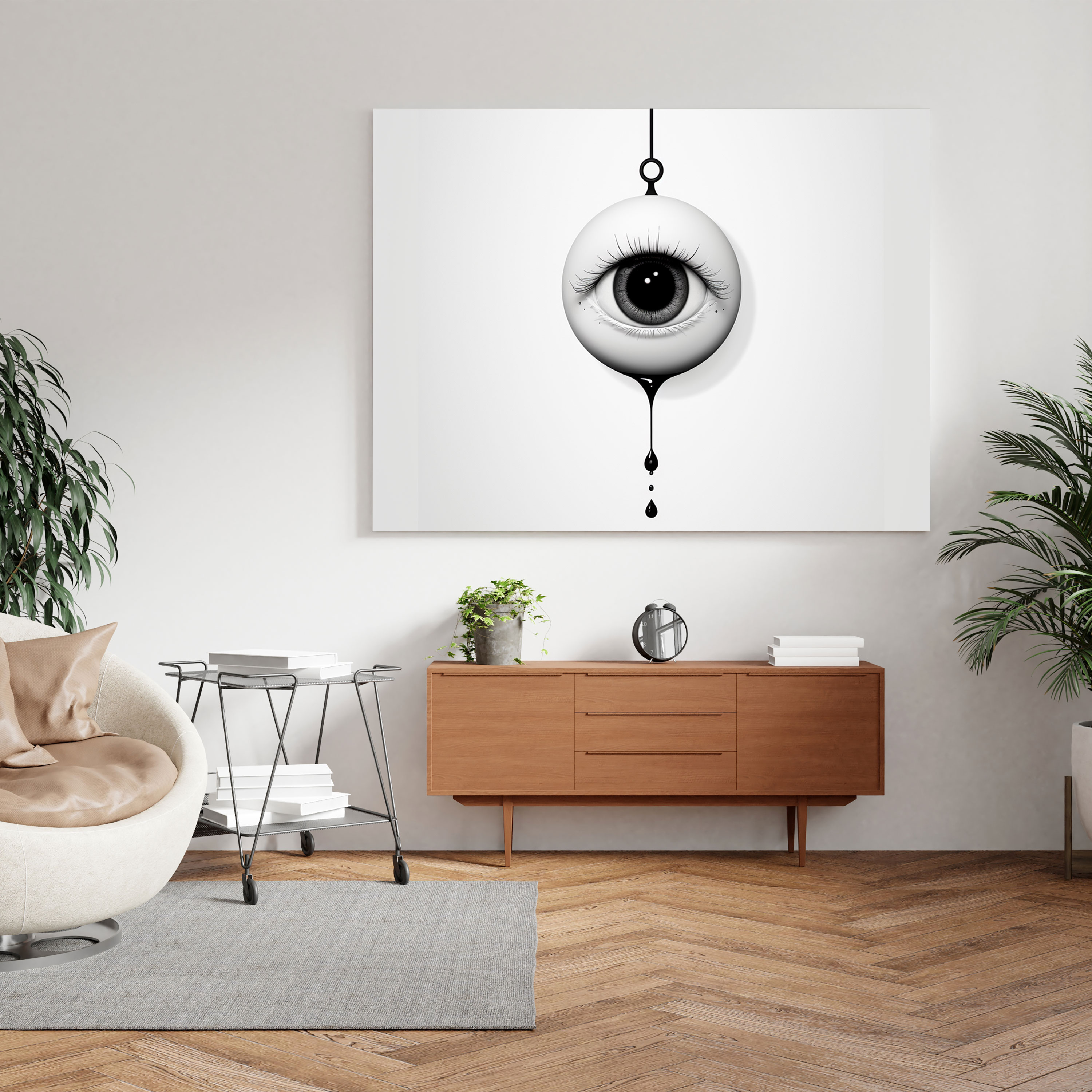 Minimalist Nazar Boncuklu Kanvas Tablo - Nazar Boncuğu Ev Dekorasyonu Duvar Sanatı