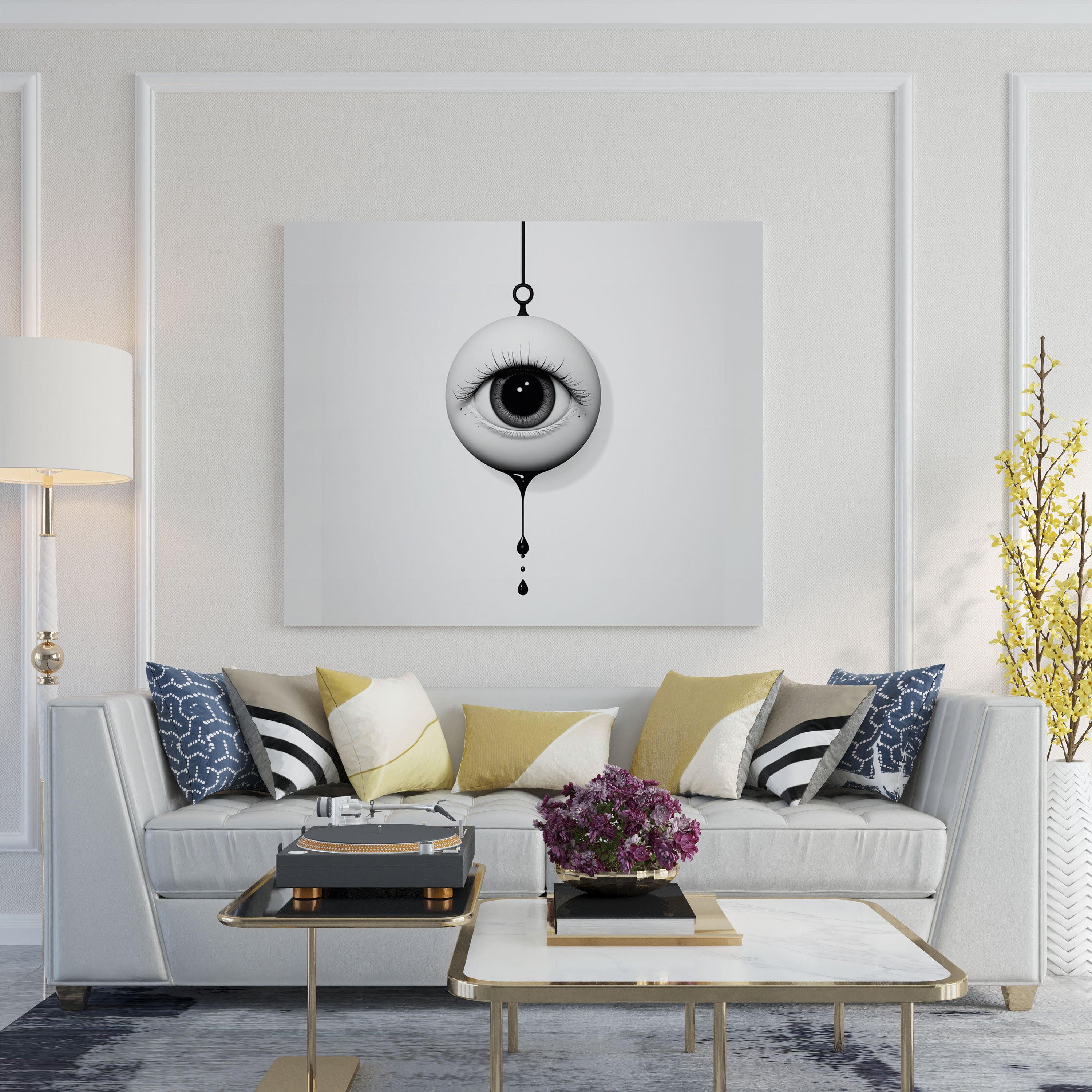 Minimalist Nazar Boncuklu Kanvas Tablo - Nazar Boncuğu Ev Dekorasyonu Duvar Sanatı