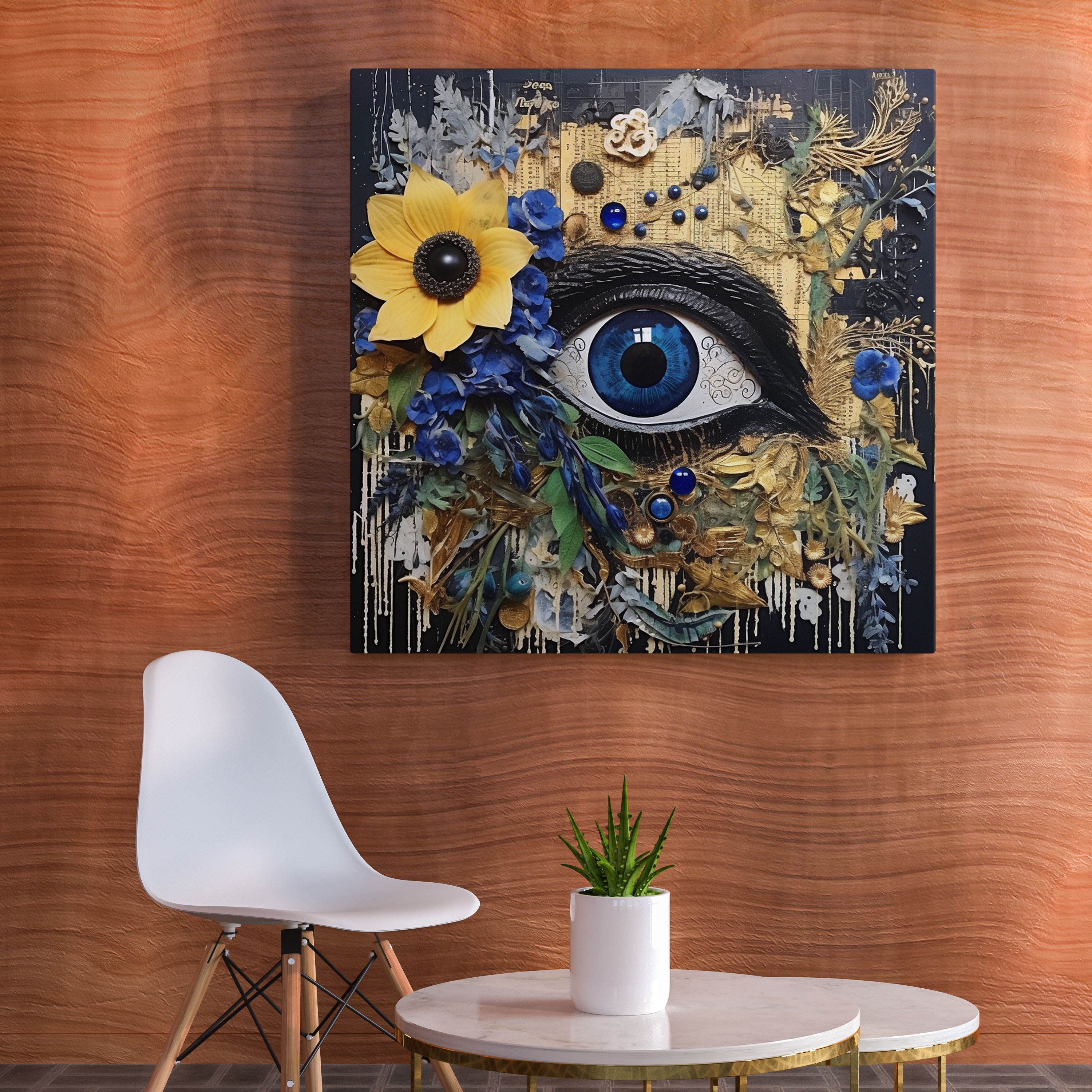 Contemporary Evil Eye Bead Canvas Print - Evil Eye Bead, Wall Decoration, Evil Eye Bead, Home Decoration