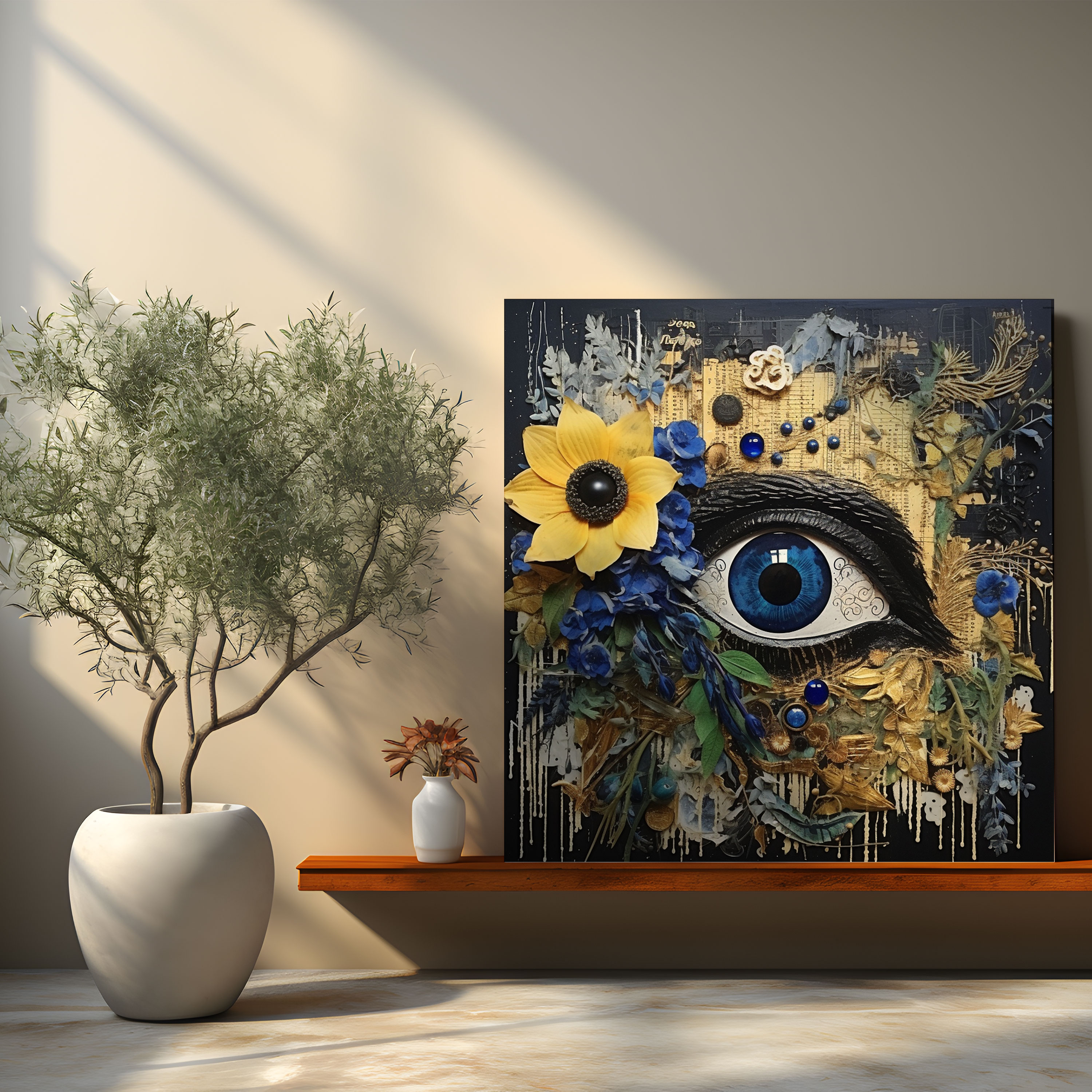 Contemporary Evil Eye Bead Canvas Print - Evil Eye Bead, Wall Decoration, Evil Eye Bead, Home Decoration