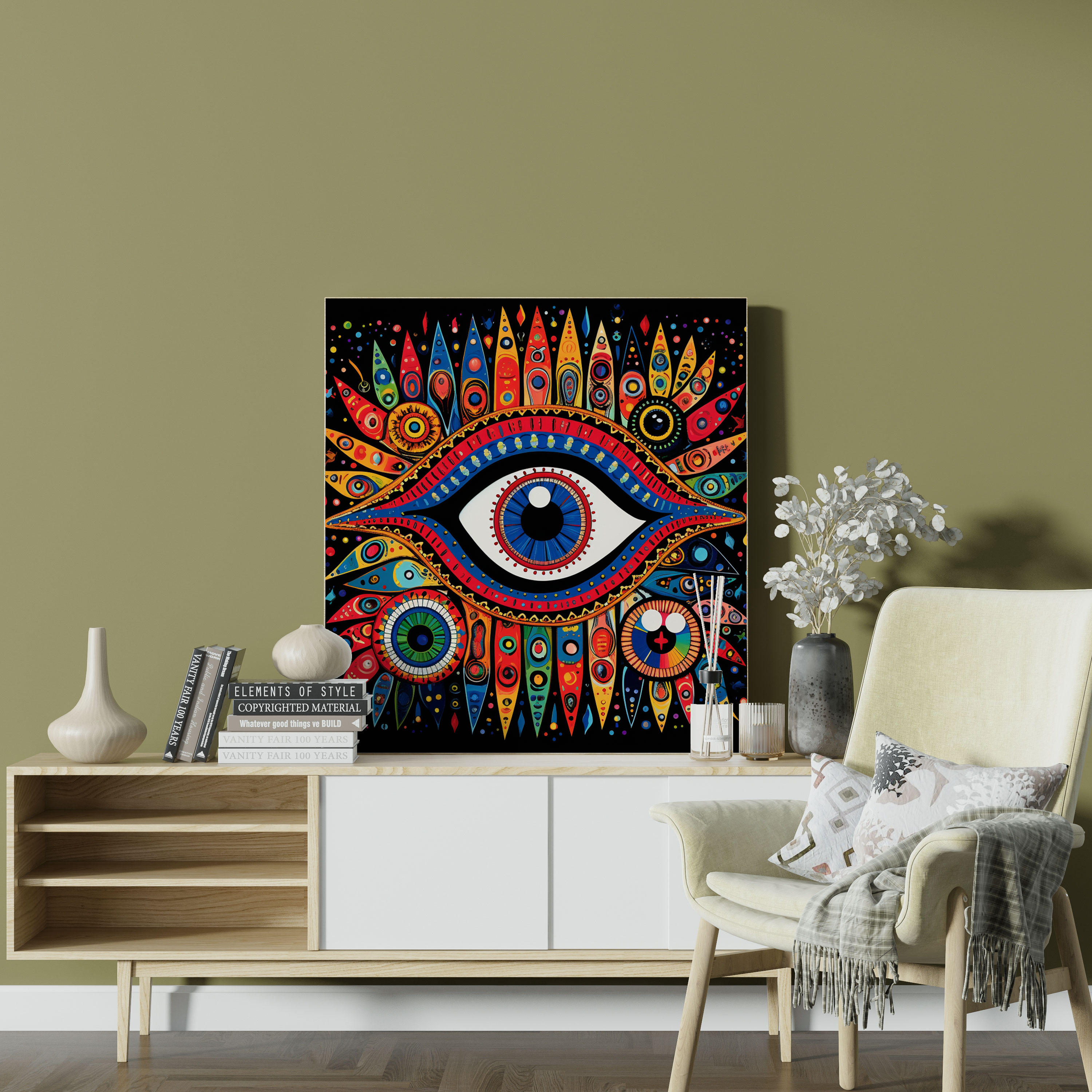 Pop Art Nazar Boncuğu Bebek Kanvas Tablo - Duvar Sanatı Nazar Boncuğu Kanvas Tablo