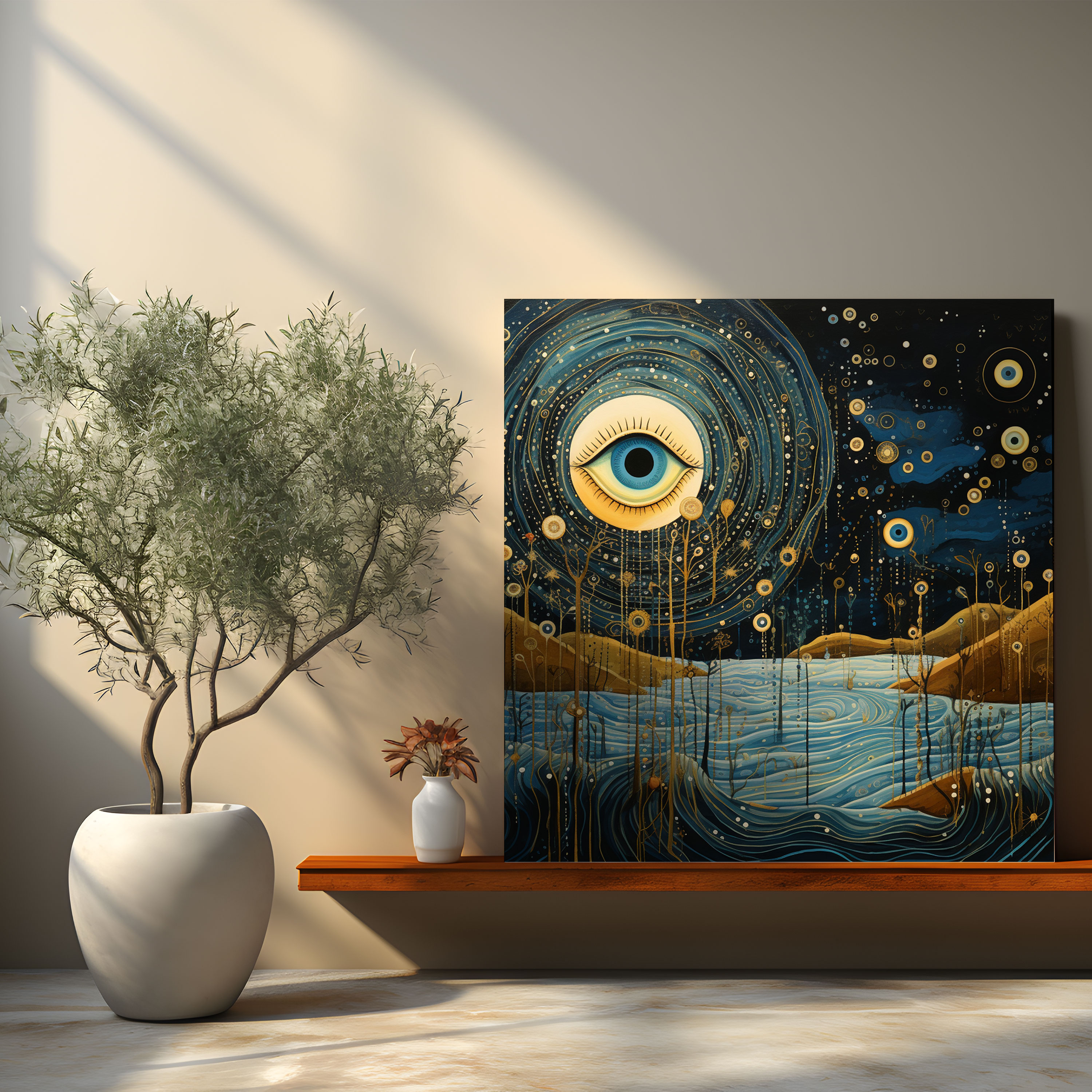 Whimsical Evil Eye Bead Canvas Print - Evil Eye Bead, Wall Art, Canvas Print, Evil Eye Bead