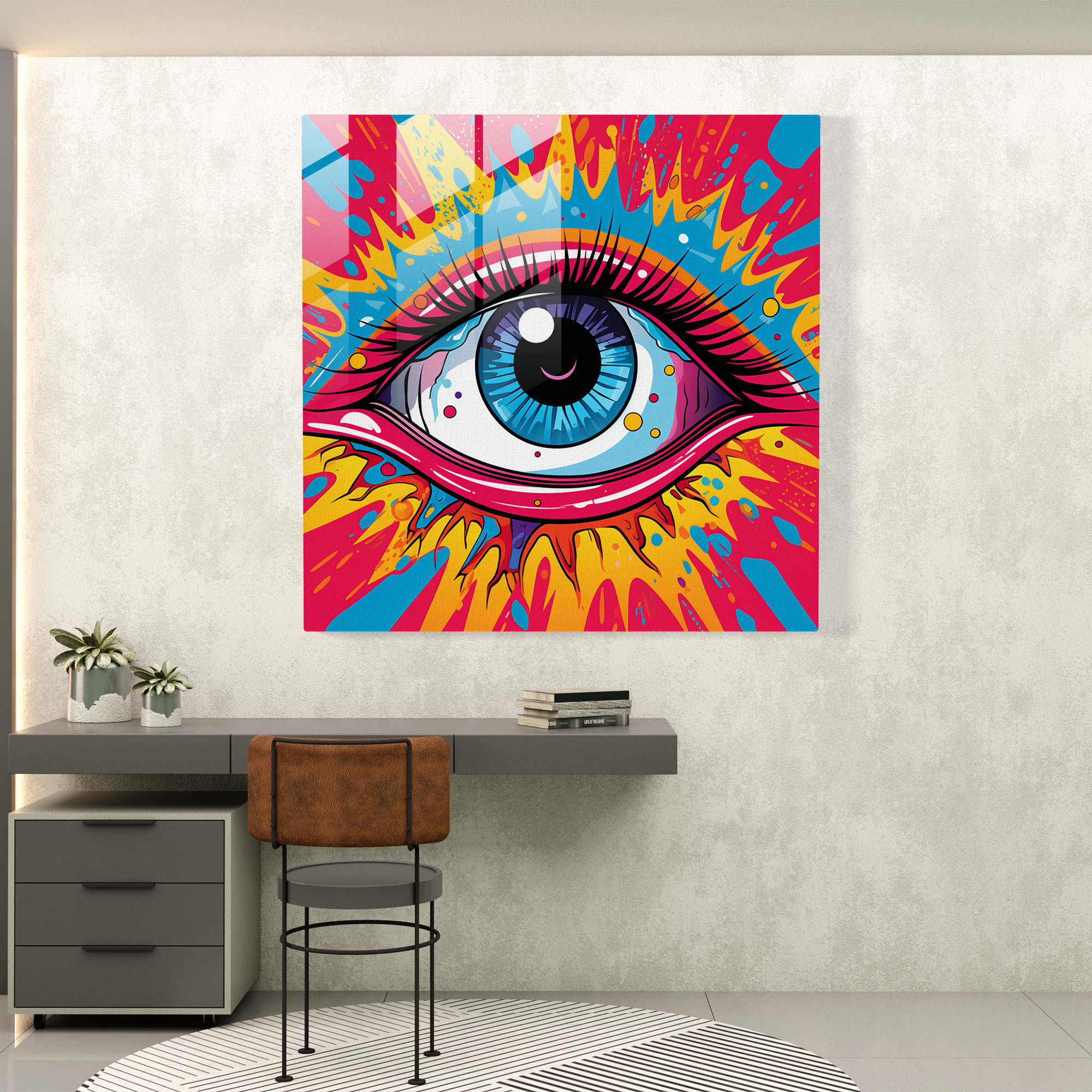 Bold Evil Eye Bead Glass Print - Evil Eye Bead, Evil Eye Bead, Glass Art, Home Decoration