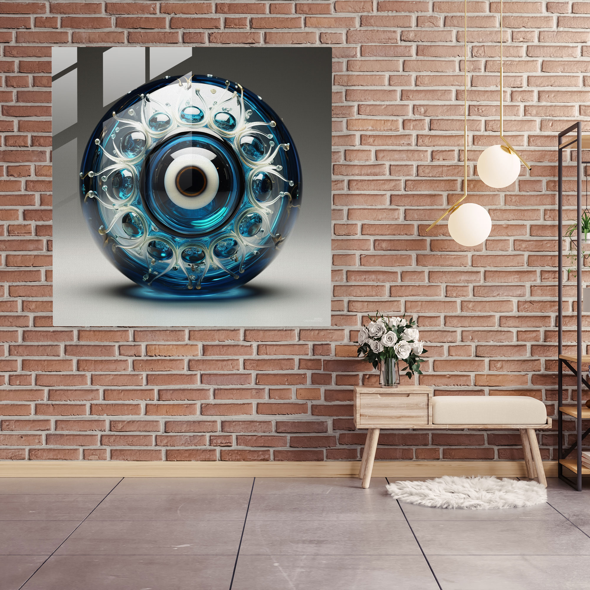 Contemporary Evil Eye Bead Glass Sculpture - Evil Eye Bead, Symbol Of Protection, Glass Sculpture, Positive Energy