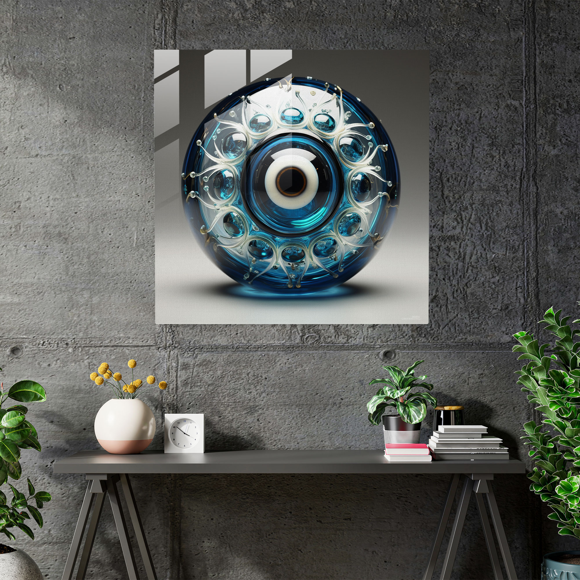Contemporary Evil Eye Bead Glass Sculpture - Evil Eye Bead, Symbol Of Protection, Glass Sculpture, Positive Energy