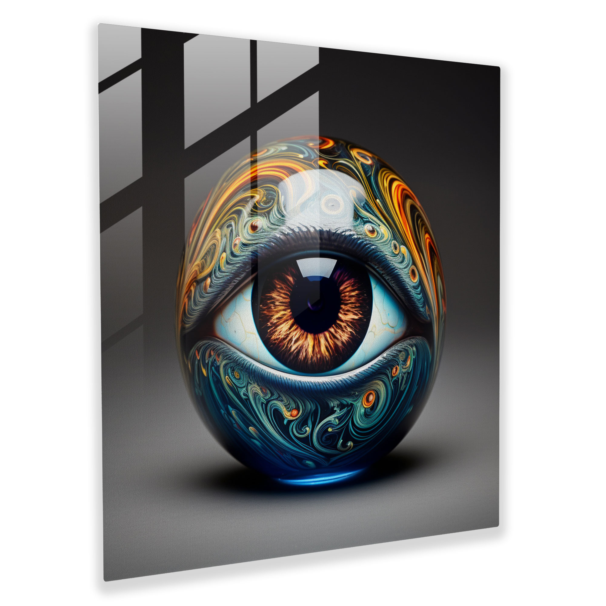 Captivating Evil Eye Bead Glass Painting - Evil Eye Bead, Evil Eye Bead, Captivating Gaze, Modern Art