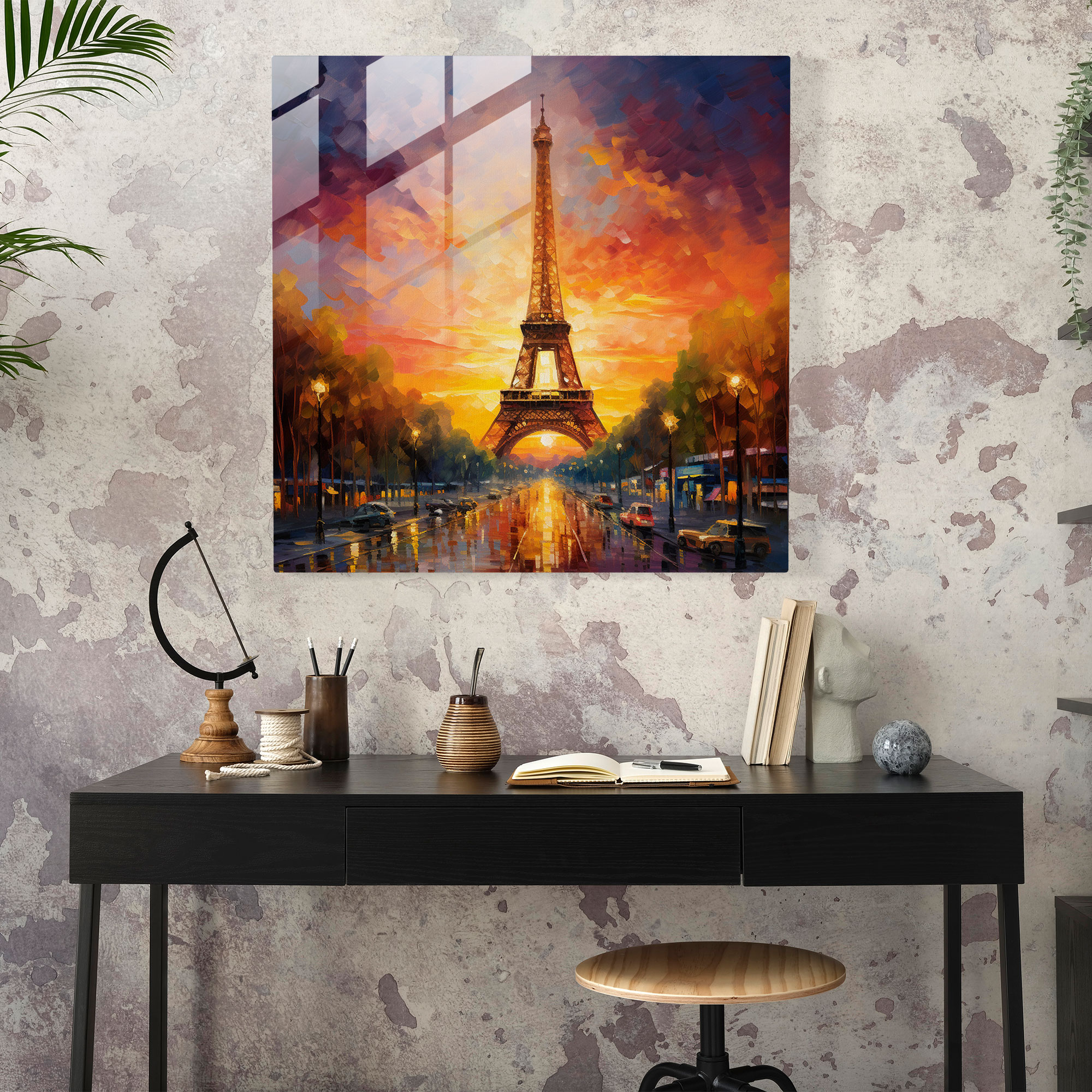 Magnificent Impressionist Eiffel Tower Glass Print
