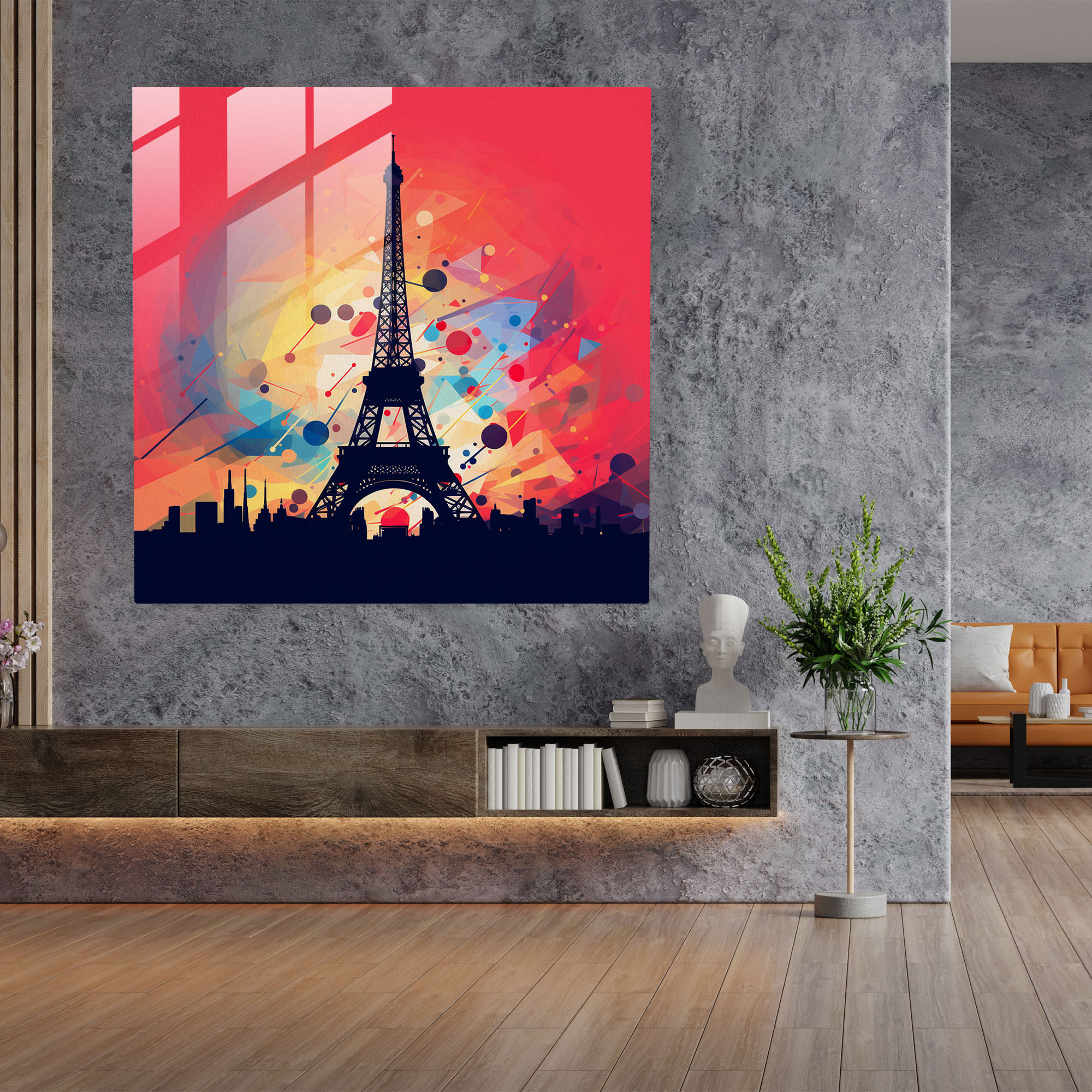 Striking Silhouette Eiffel Tower Glass Wall Art