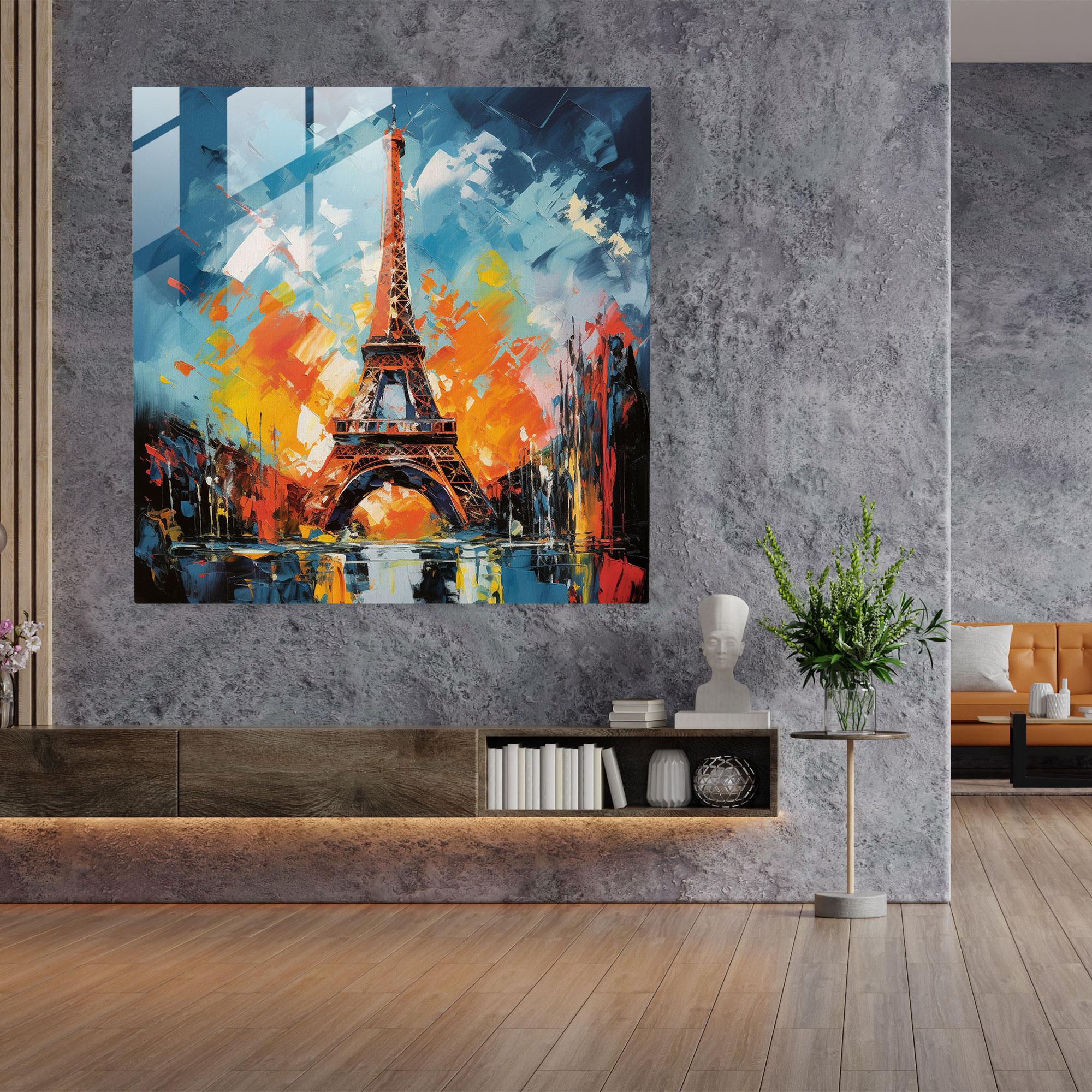 Vibrant Silhouette Glass Art - Eiffel Tower