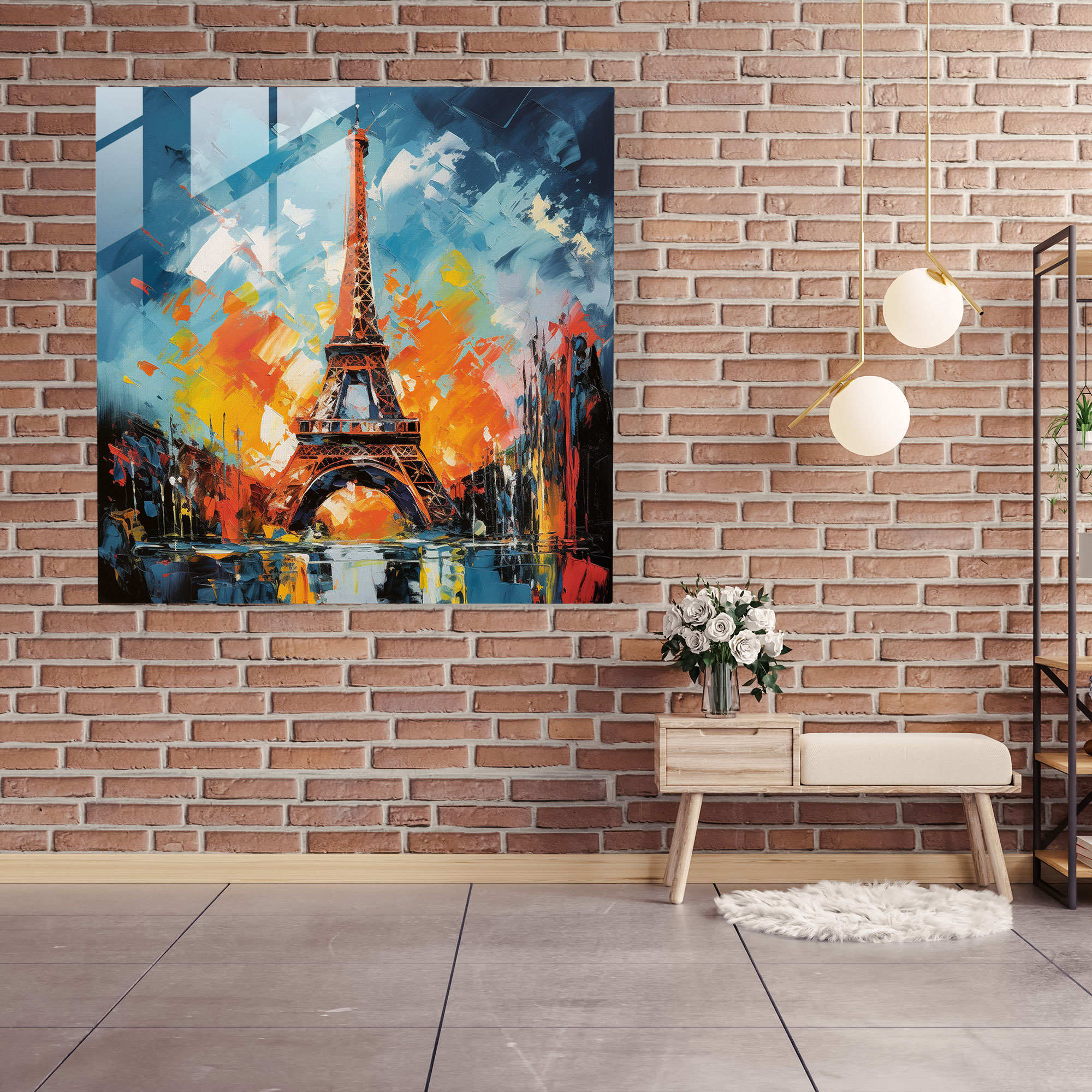 Vibrant Silhouette Glass Art - Eiffel Tower