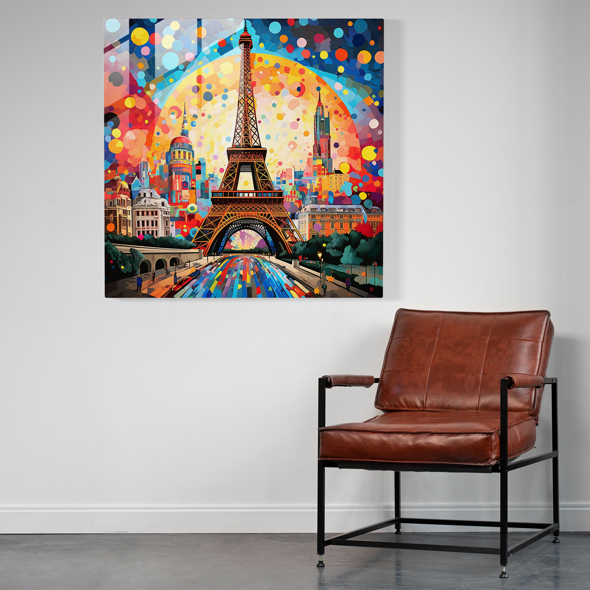 Pop Fusion: Eiffel Tower Glass Print - Retro Pop Art Collage