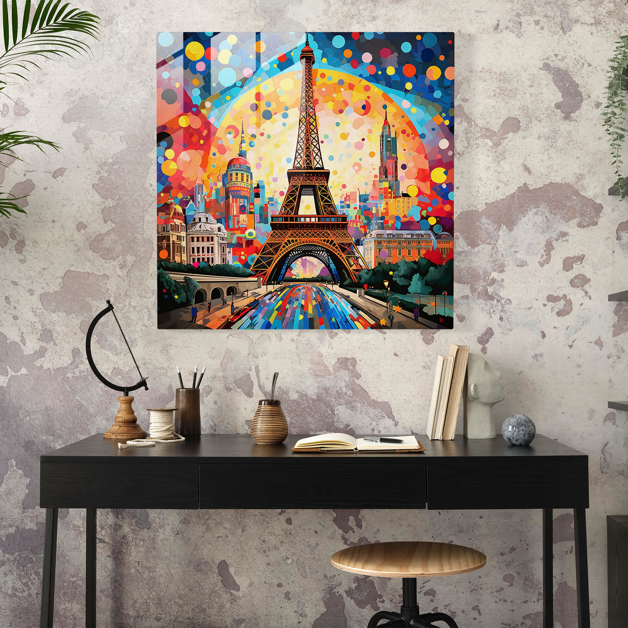 Pop Fusion: Eiffel Tower Glass Print - Retro Pop Art Collage
