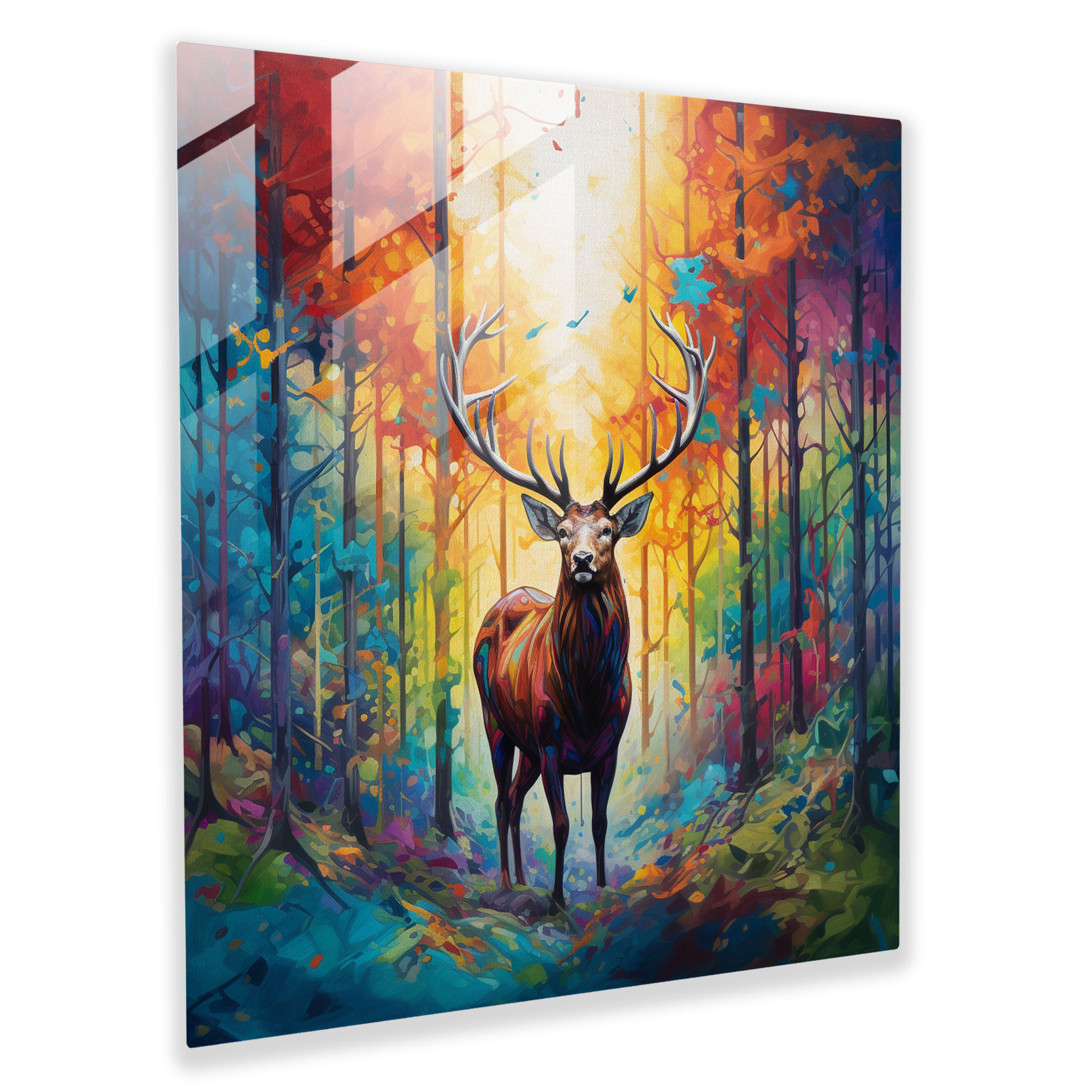 Glass Wall Art: Majestic Elk - Elk, Forest, Glass Wall Art, Nature
