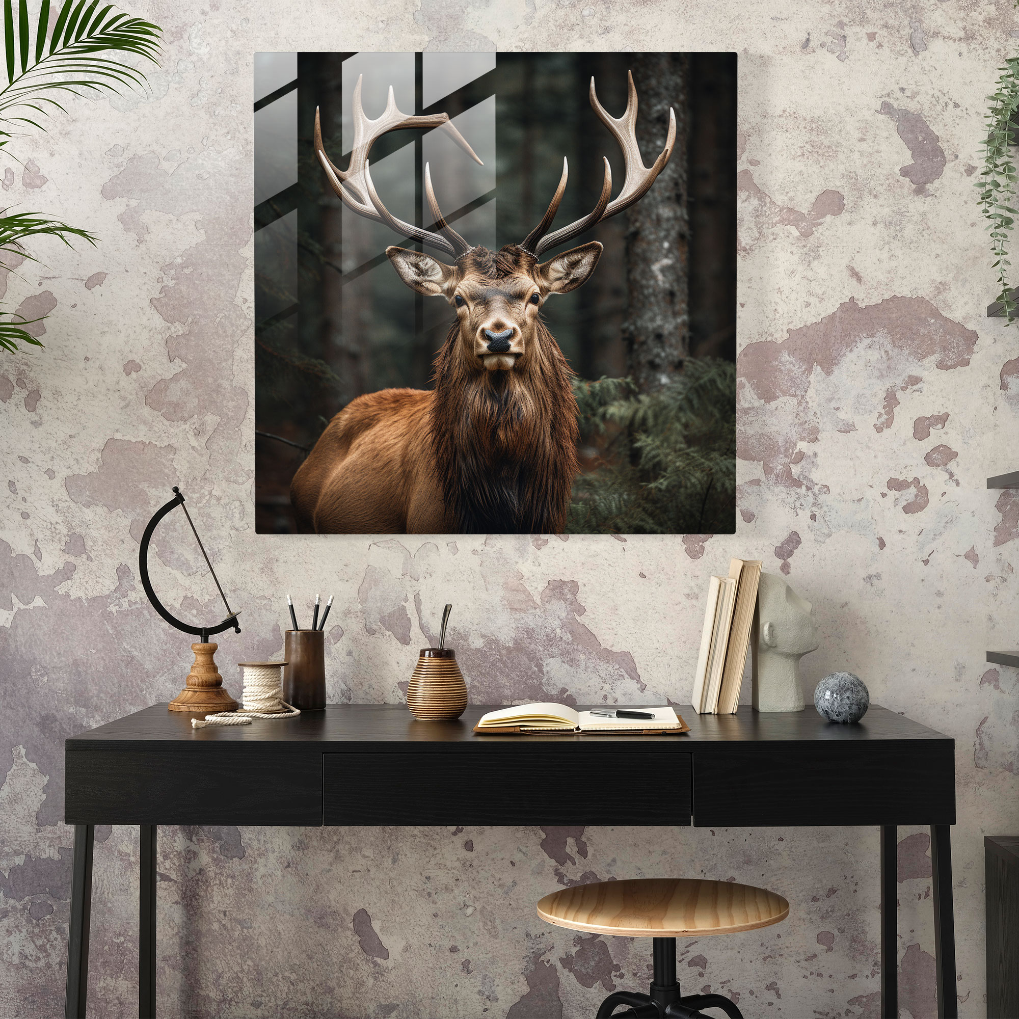 Glass Print: Majestic Antlers - Elk, Photograph, Glass Wall Art, Home Decoration