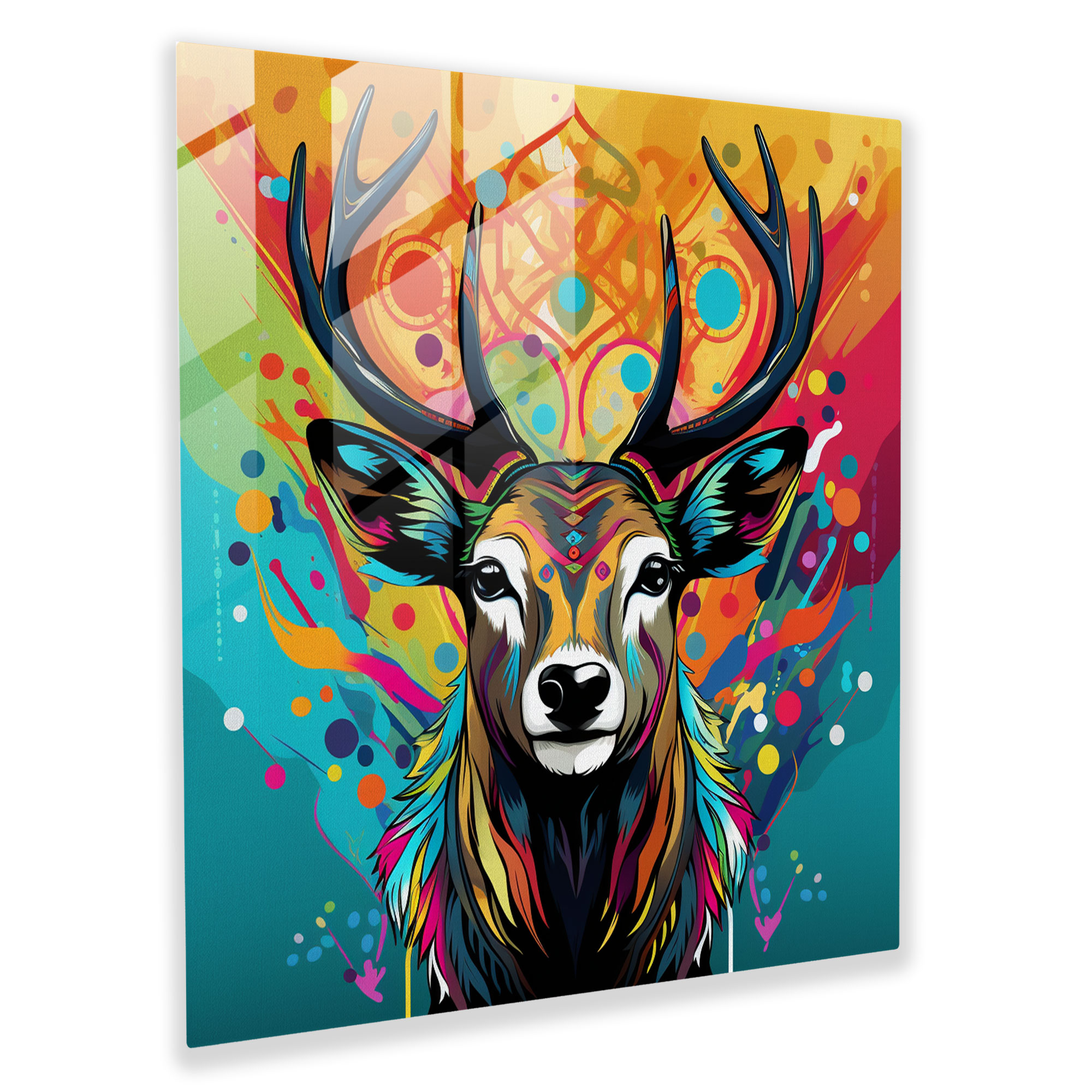 Elk Cam Tablo - Pop Art İllüstrasyon Modern Duvar Dekorasyonu - Geyik İllüstrasyon Duvar Dekorasyonu